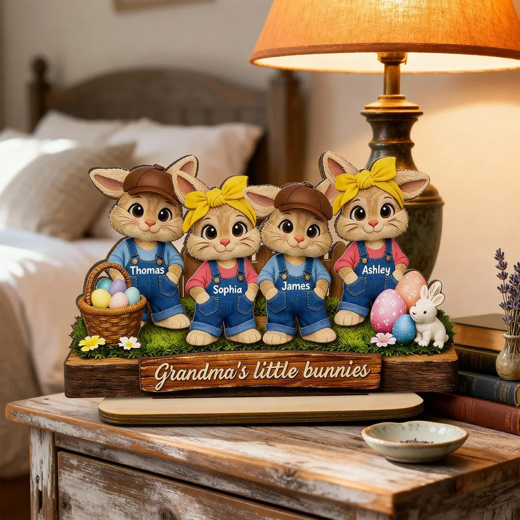 Customized Easter Wooden Plaque, Grandma's Little Bunnies, Gift for Grandma