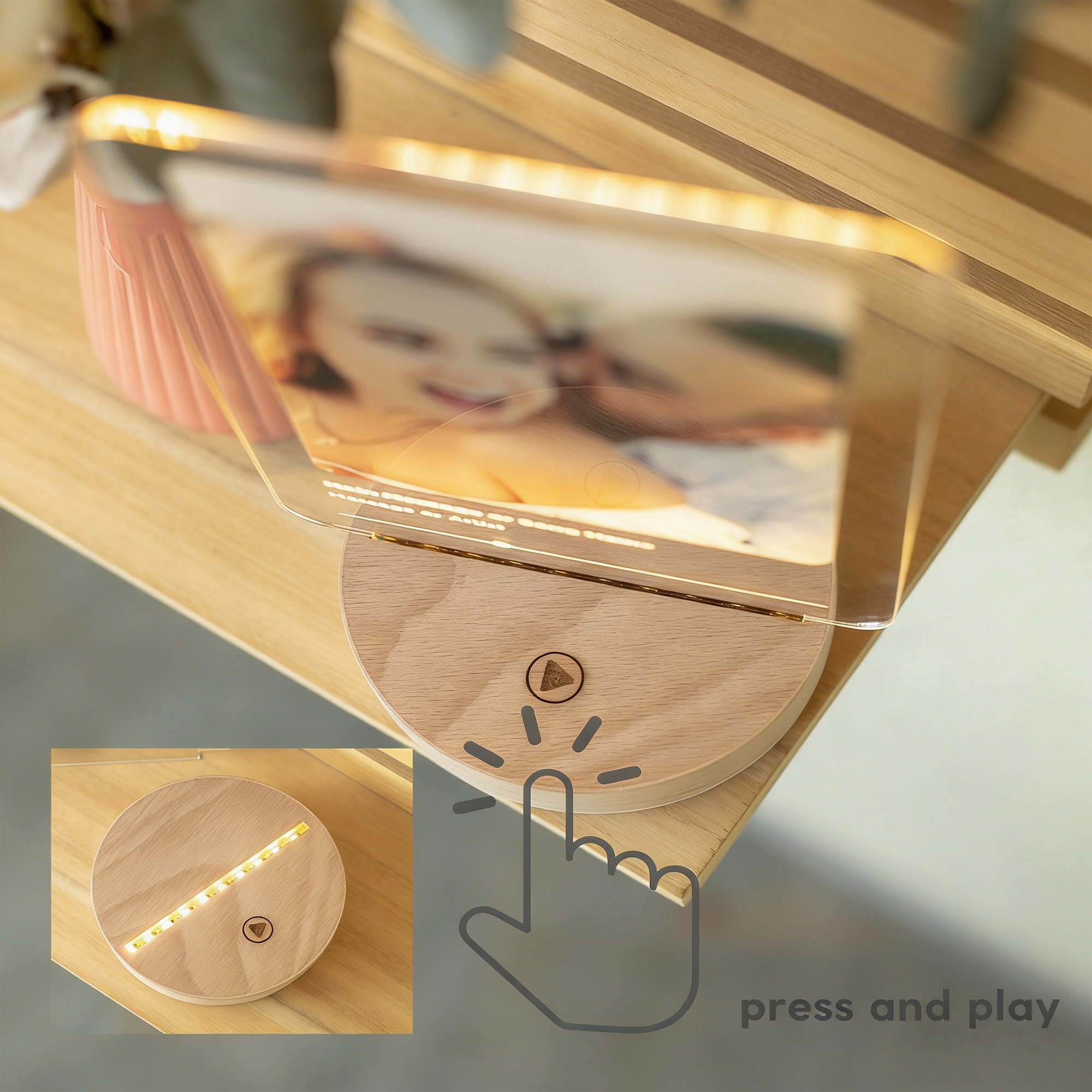 Personalized Music & Photo Led Night Light Plaque, One-Click Play, Home Decor, Anniversary/Birthday/Valentine's Day Gift