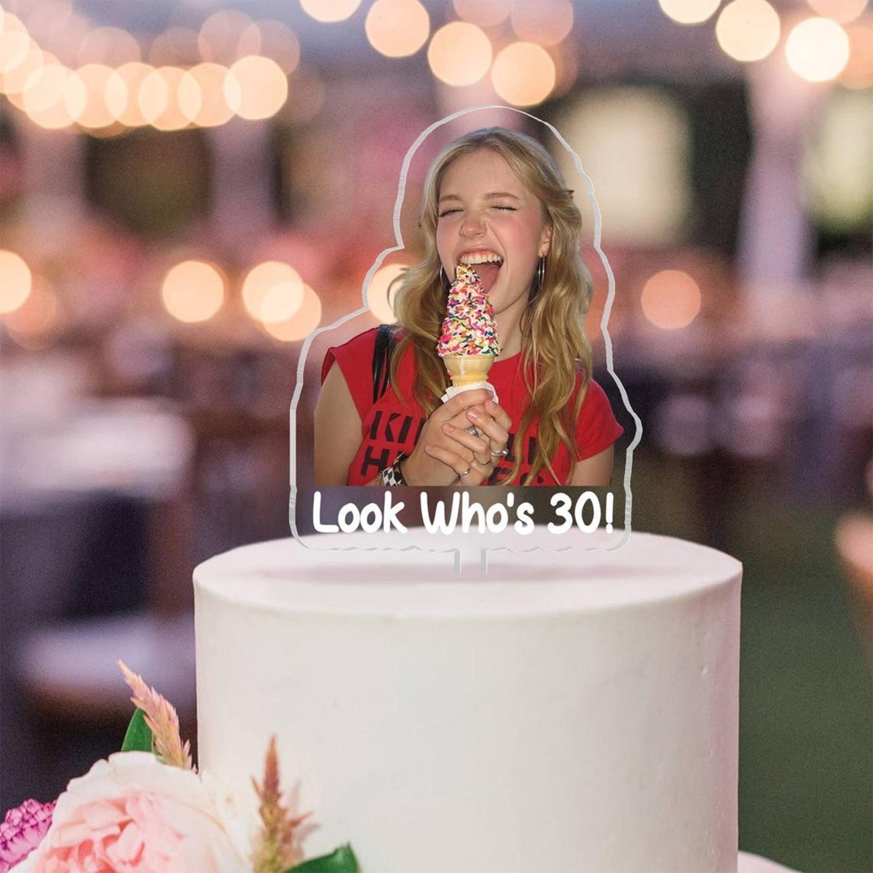 Custom Retro Photo Acrylic Cake Topper, Vintage Cake Topper, Personalized Photo Cake Topper, Birthday Party Favor