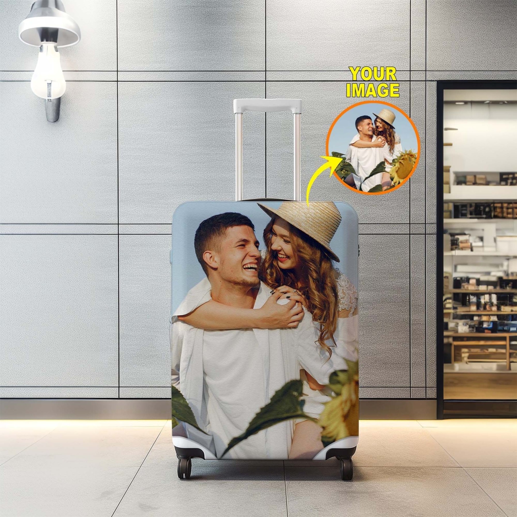 Personalized Photo Luggage Cover, Custom Suitcase Cover, Travel Accessory, Custom Photo Gift, Gift for Traveller