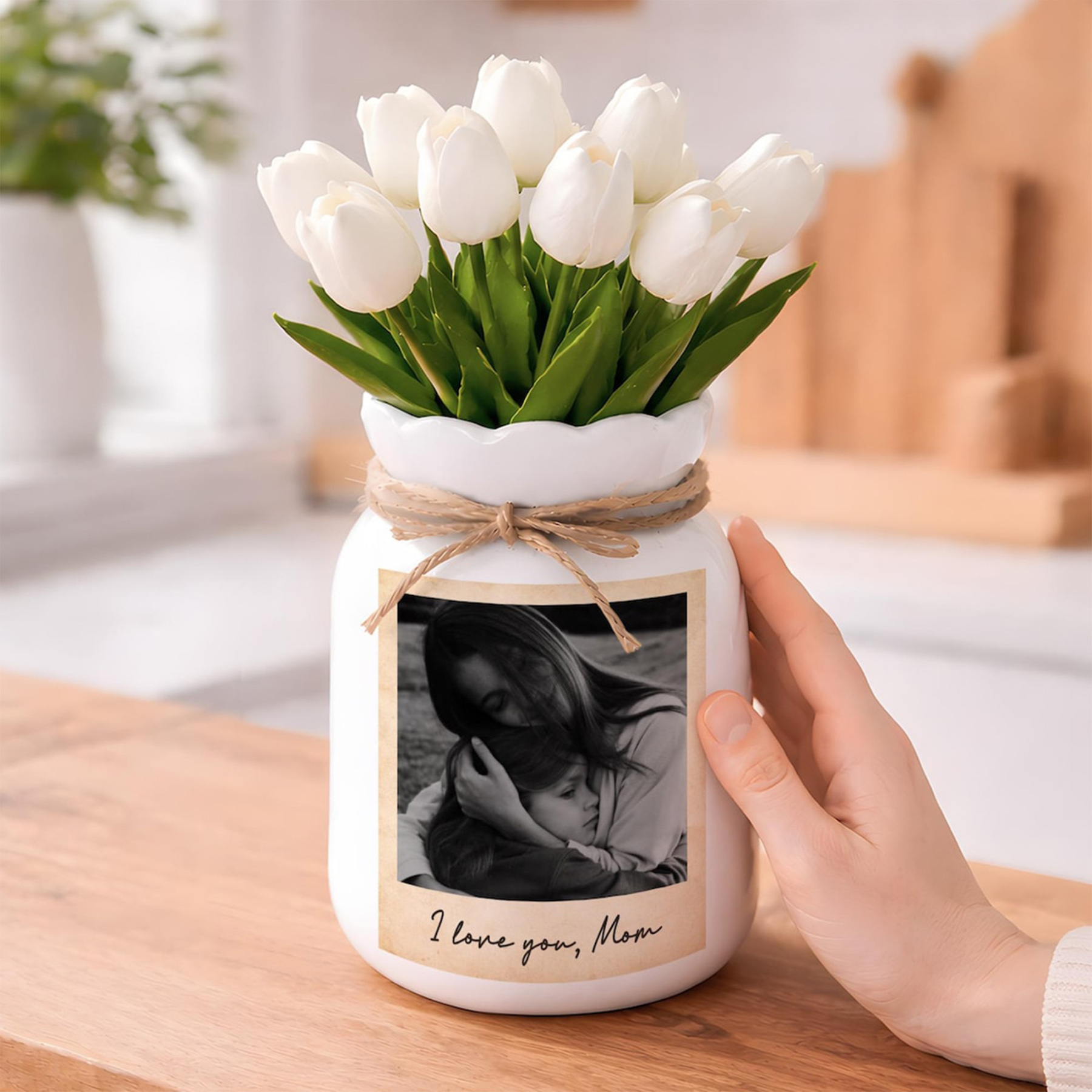 Custom Photo Vase, Personalized Photo Flower Vase, Home Decor, Gift from Daughter, Birthday/Mother's Day Gift