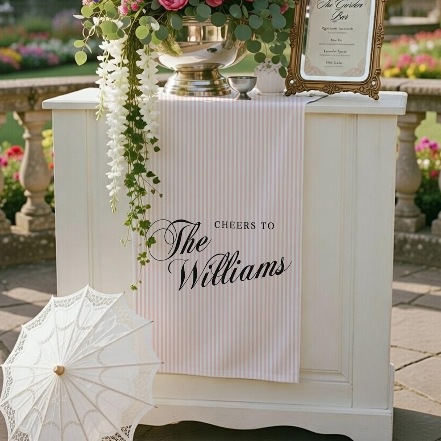 Custom Linen Striped Sign, Personalized Name Wedding Sign, Birthday/Anniversary/Wedding Decor
