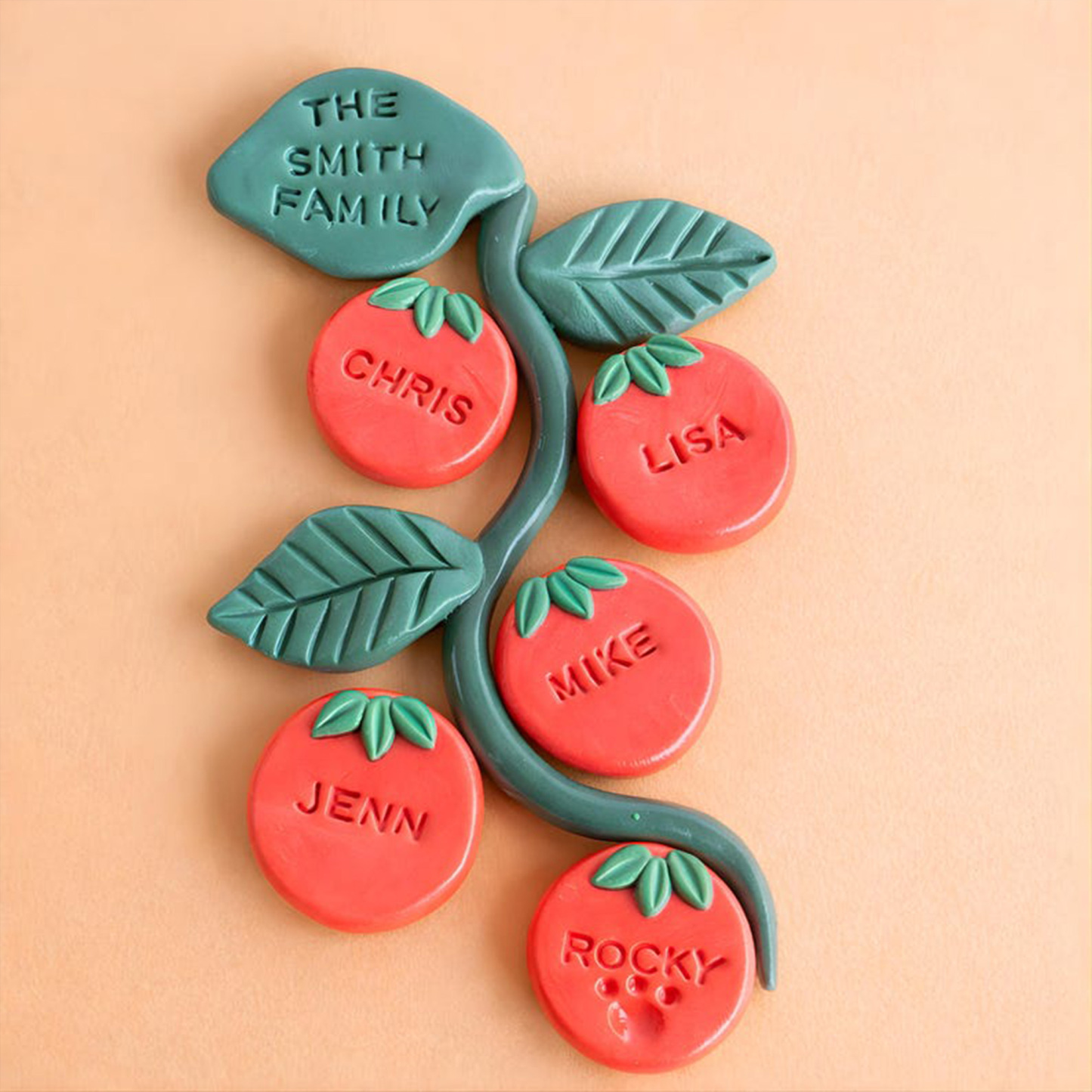 Custom Tomato Family Tree Fridge Magnet, Personalized Names, Farmcore Kitchen Decor, Housewarming Gift