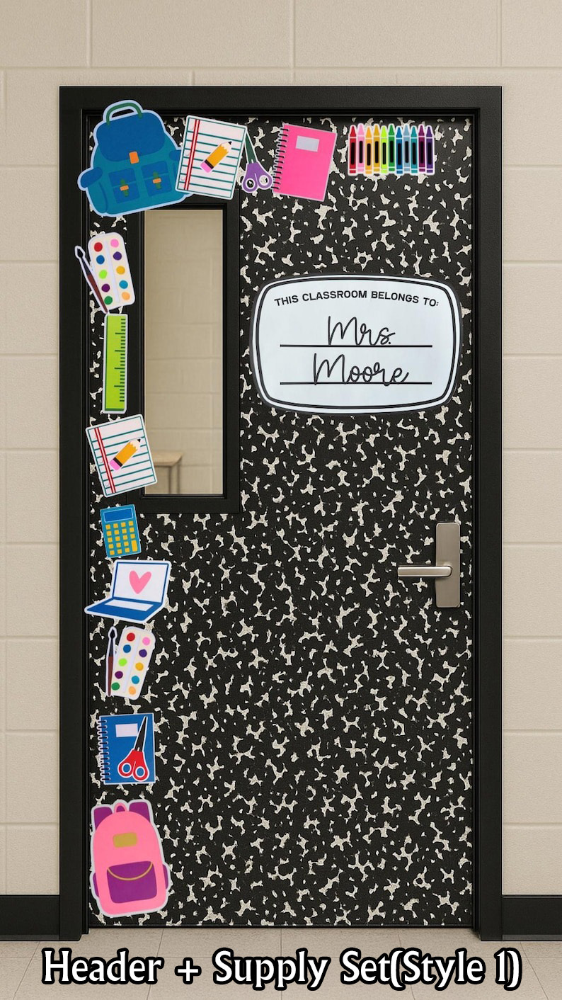Classroom Door Topper Kit, Composition Notebook Theme