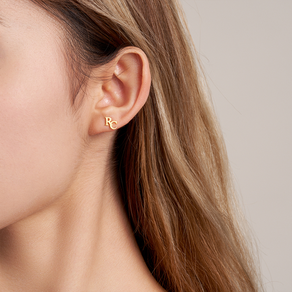 Personalized Tiny Two Letters Stud Earrings, Sterling Silver 925 Double Initials Earrings, Unisex Jewelry, Birthday/Christmas Gift for Couple/Friend