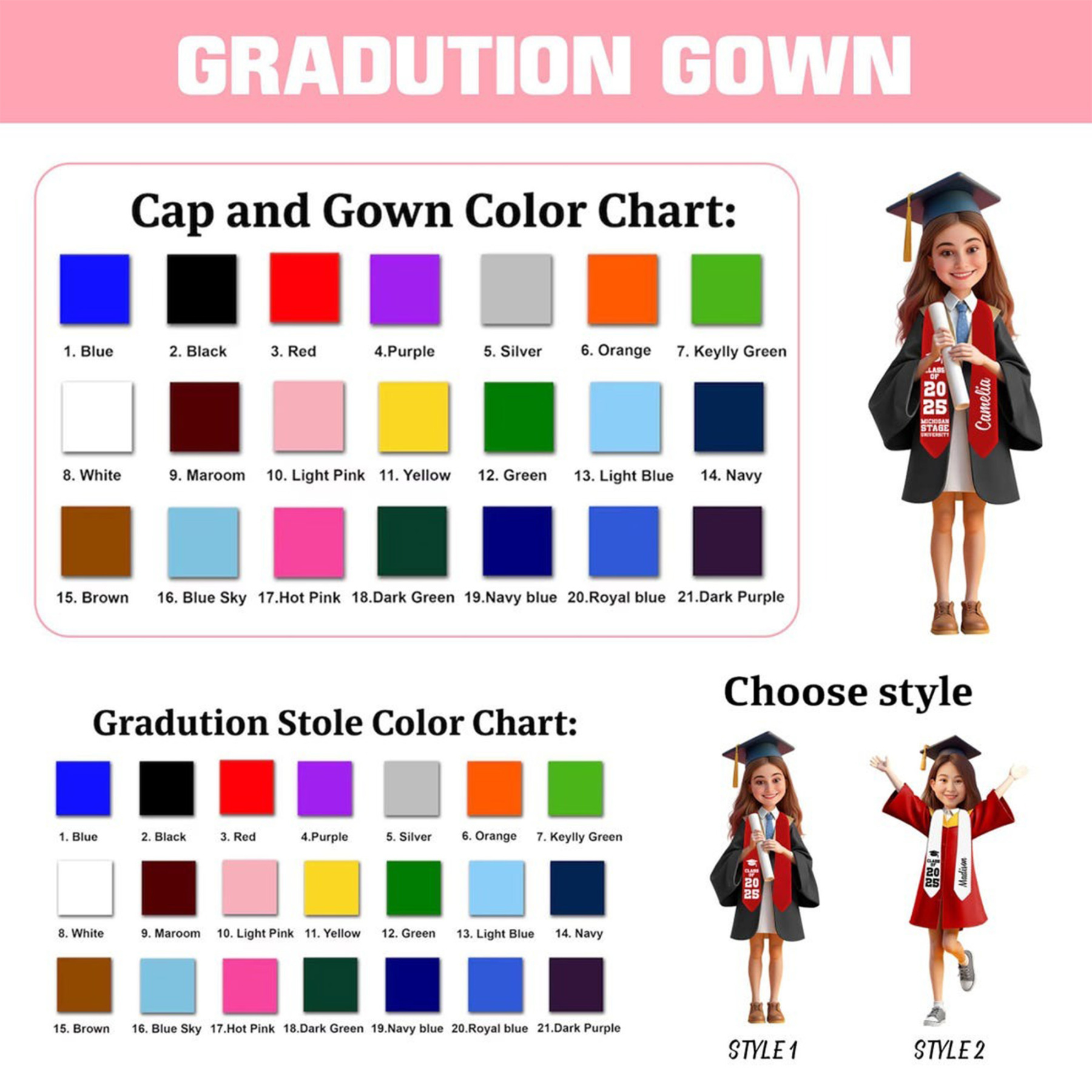 Personalized Face Graduation Cake Topper/Tray, Class of 2026, Gift for Graduate, Graduation Gift