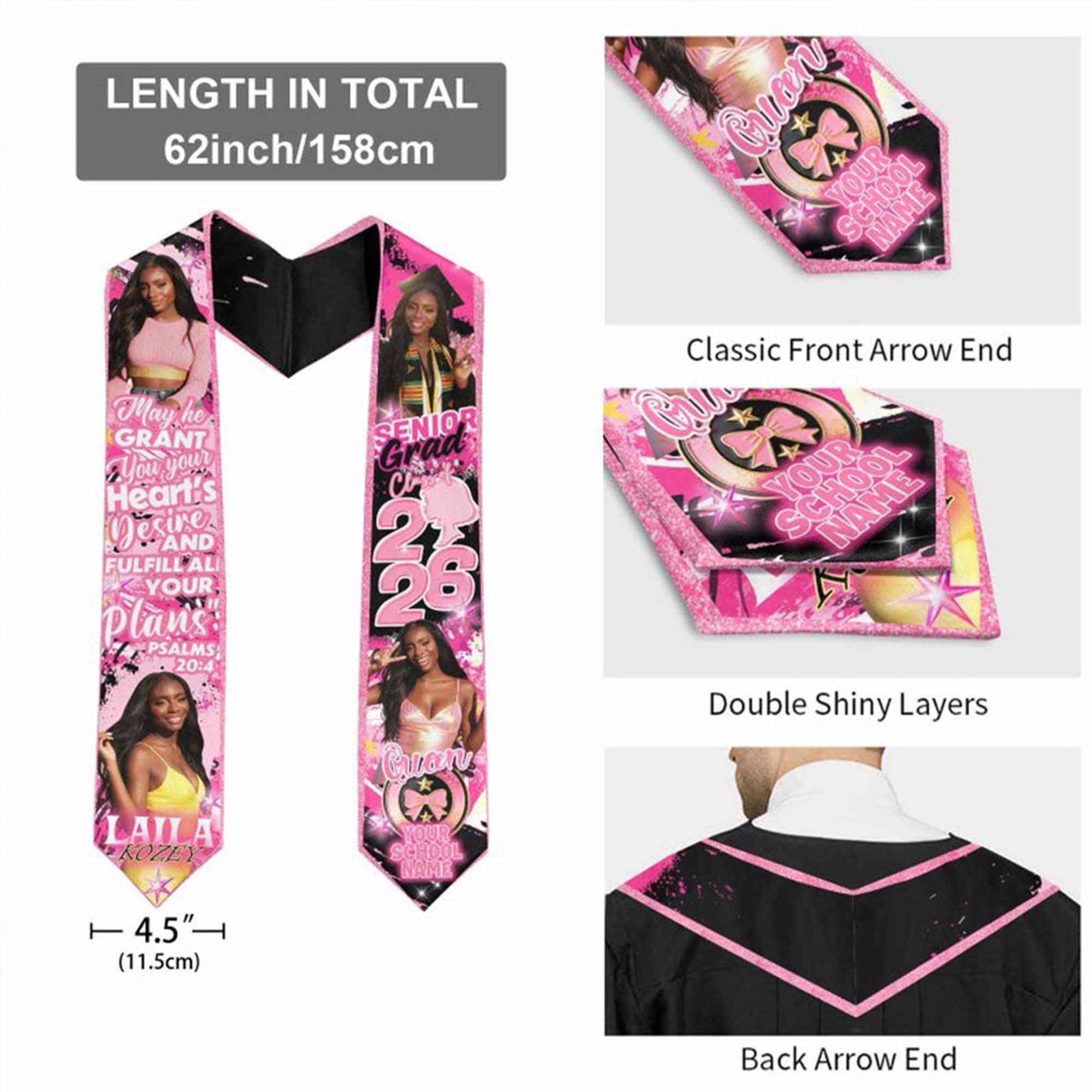 Personalized Photo Graduation Stole, Class of 2026, Personalized Sash, Graduation Gift, Gift for Graduates