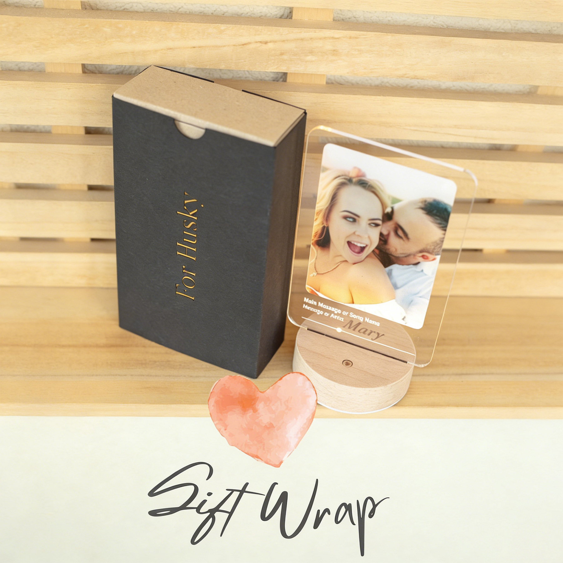 Personalized Music & Photo Led Night Light Plaque, One-Click Play, Home Decor, Anniversary/Birthday/Valentine's Day Gift