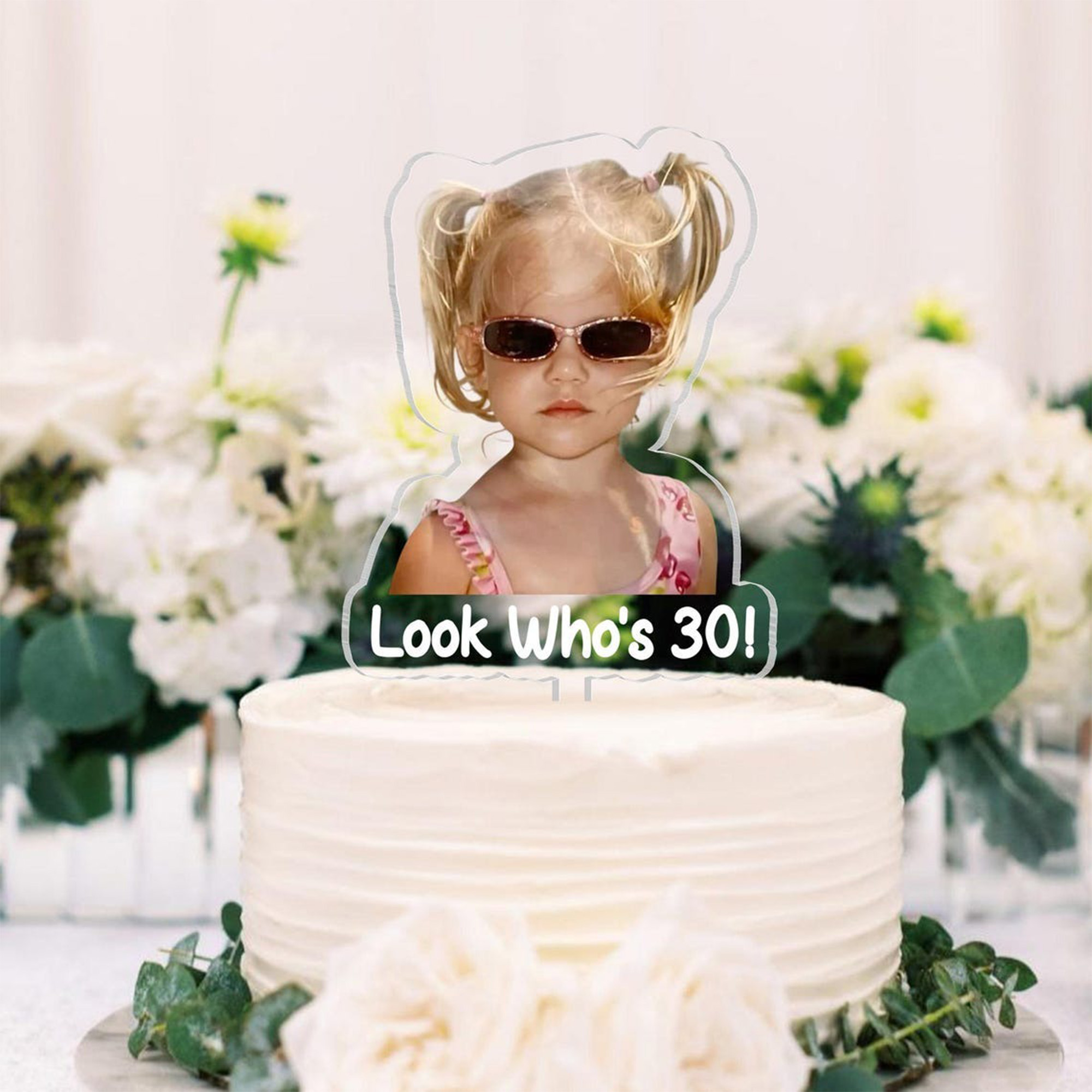 Custom Retro Photo Acrylic Cake Topper, Vintage Cake Topper, Personalized Photo Cake Topper, Birthday Party Favor