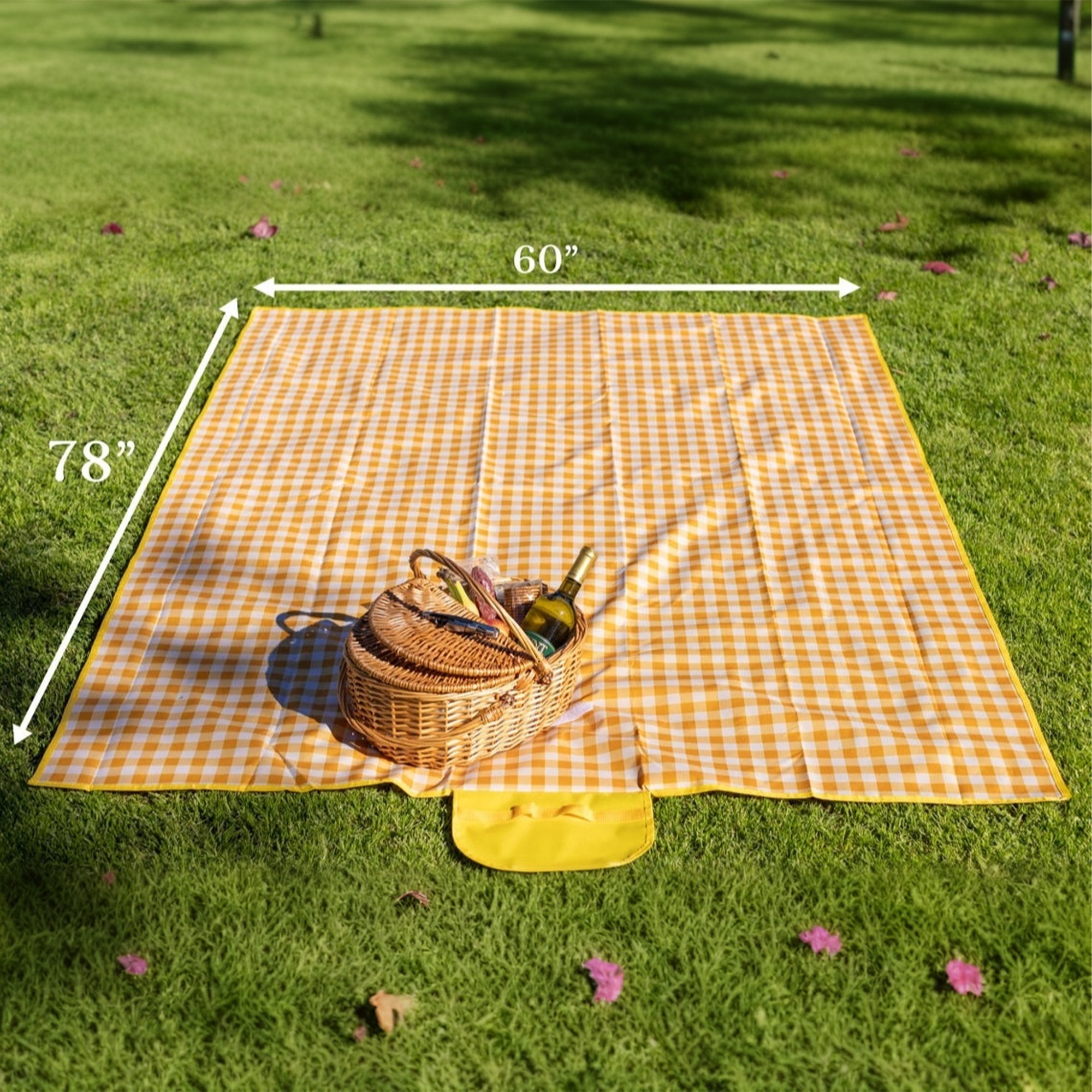 Custom Text Gingham Water-Proof Picnic Blanket, Folds with Handle, Personalized Name Picnic Blanket, Outdoor Camping, Beach Accessory