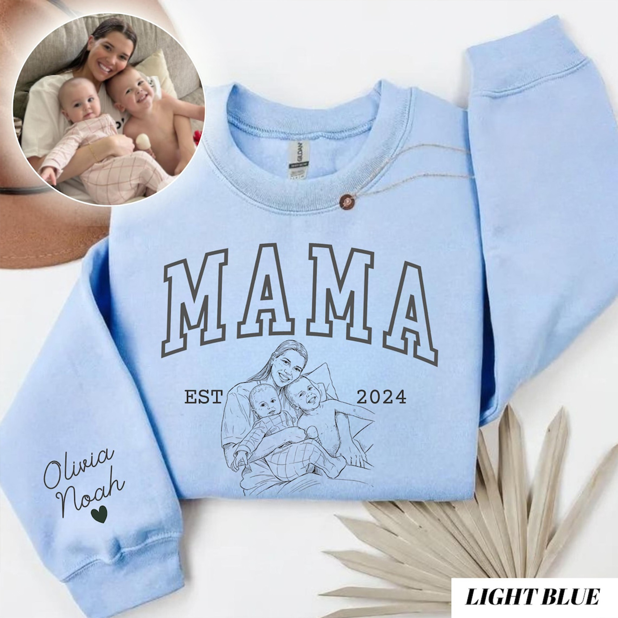 Personalized Photo Portrait Sweatshirt, Portrait from Photo, Mama Gift, Birthday/Mother's Day Gift