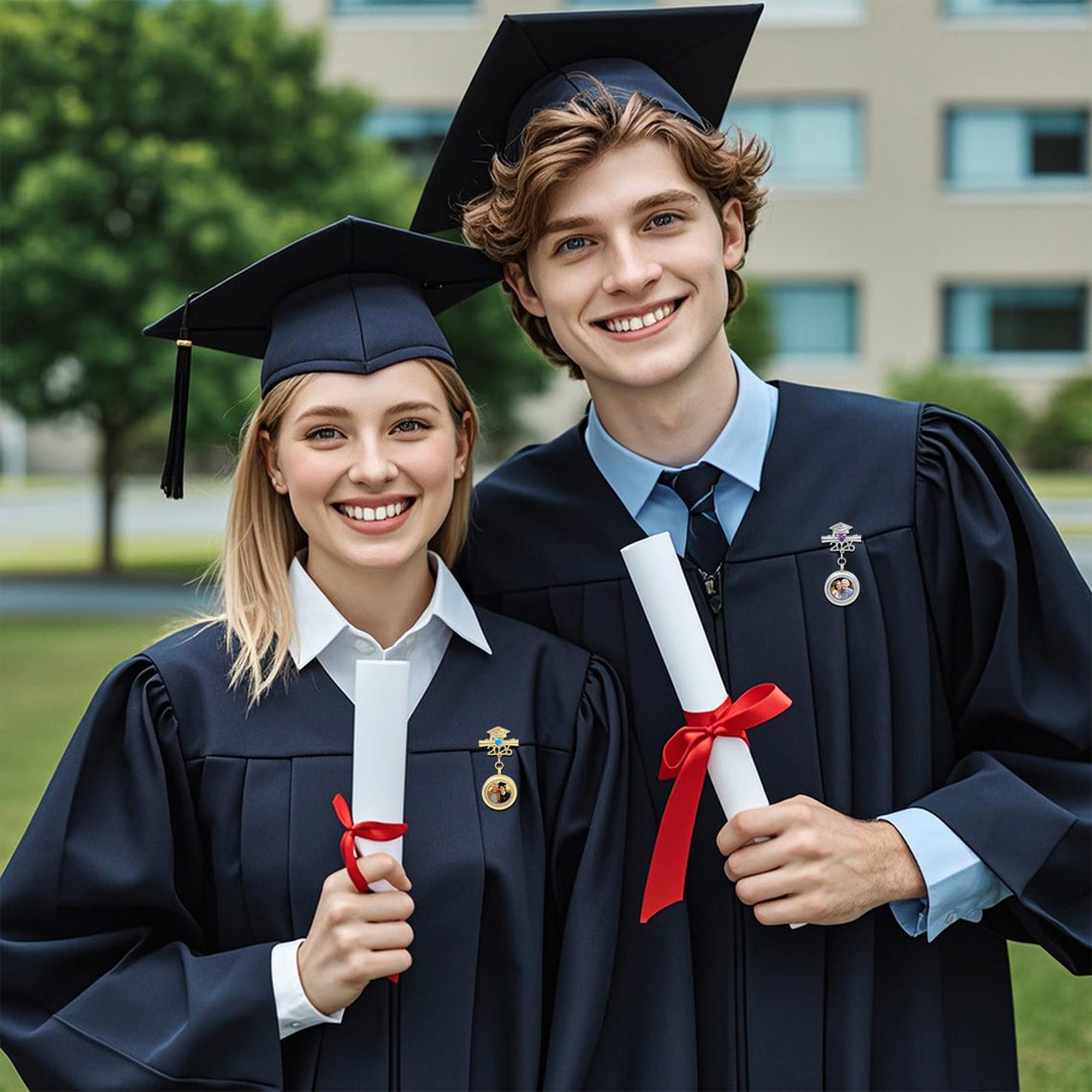 Custom Photo Memorial Brooch, Graduation Pin 2026, Graduation Gift, Walking with You Today and Always, Remembering Loved Ones Gift