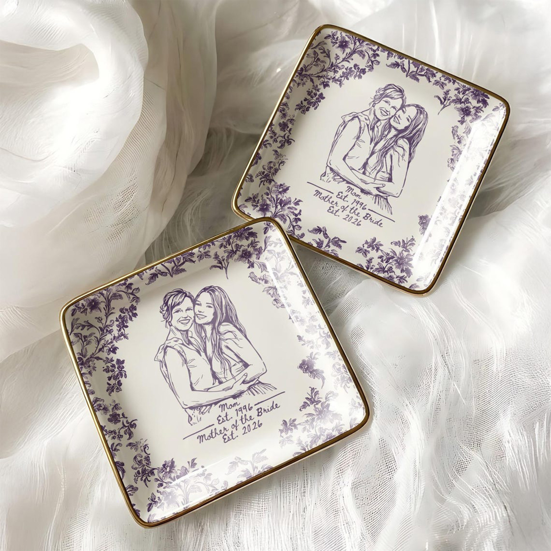 Custom Photo Jewelry Dish, Mother's Day Gift, Personalized Ring Dish, Wedding Gift from Daughter