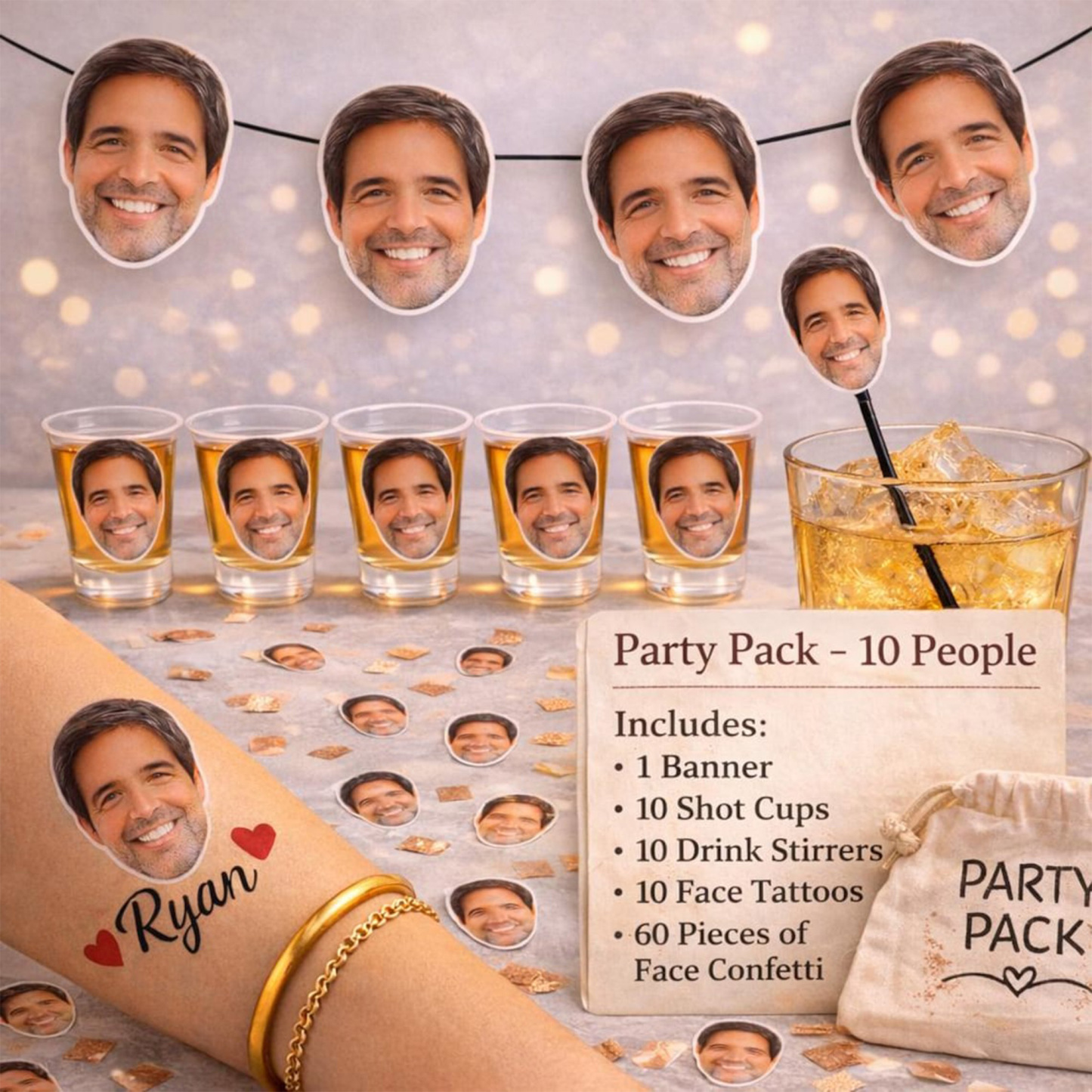 (Sold at 5pcs)Personalized Face Graduation Photo Temporary Tattoos, Class of 2026, Graduation Party Favor