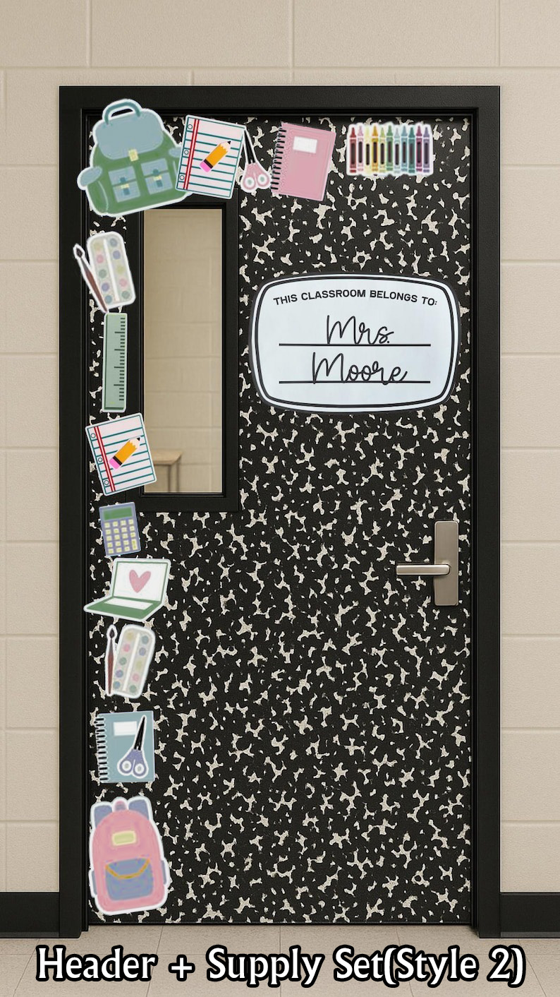 Classroom Door Topper Kit, Composition Notebook Theme
