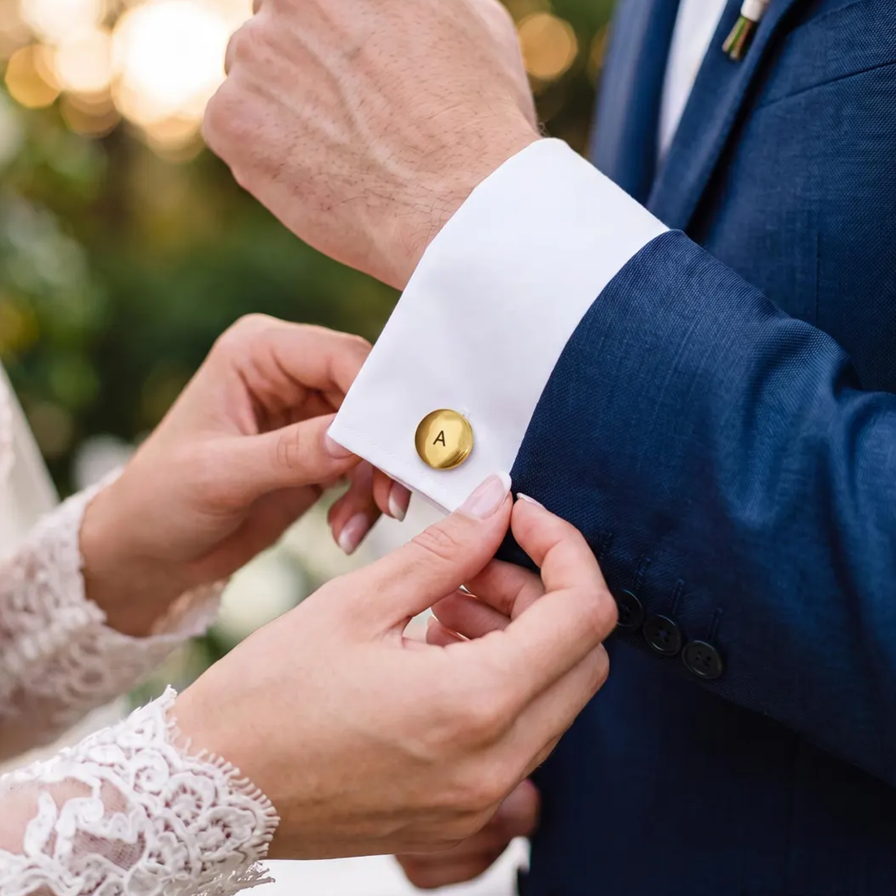 Custom Round Locket Cufflinks with Photos and Front Engraving Wedding Gift for Groom and Dad