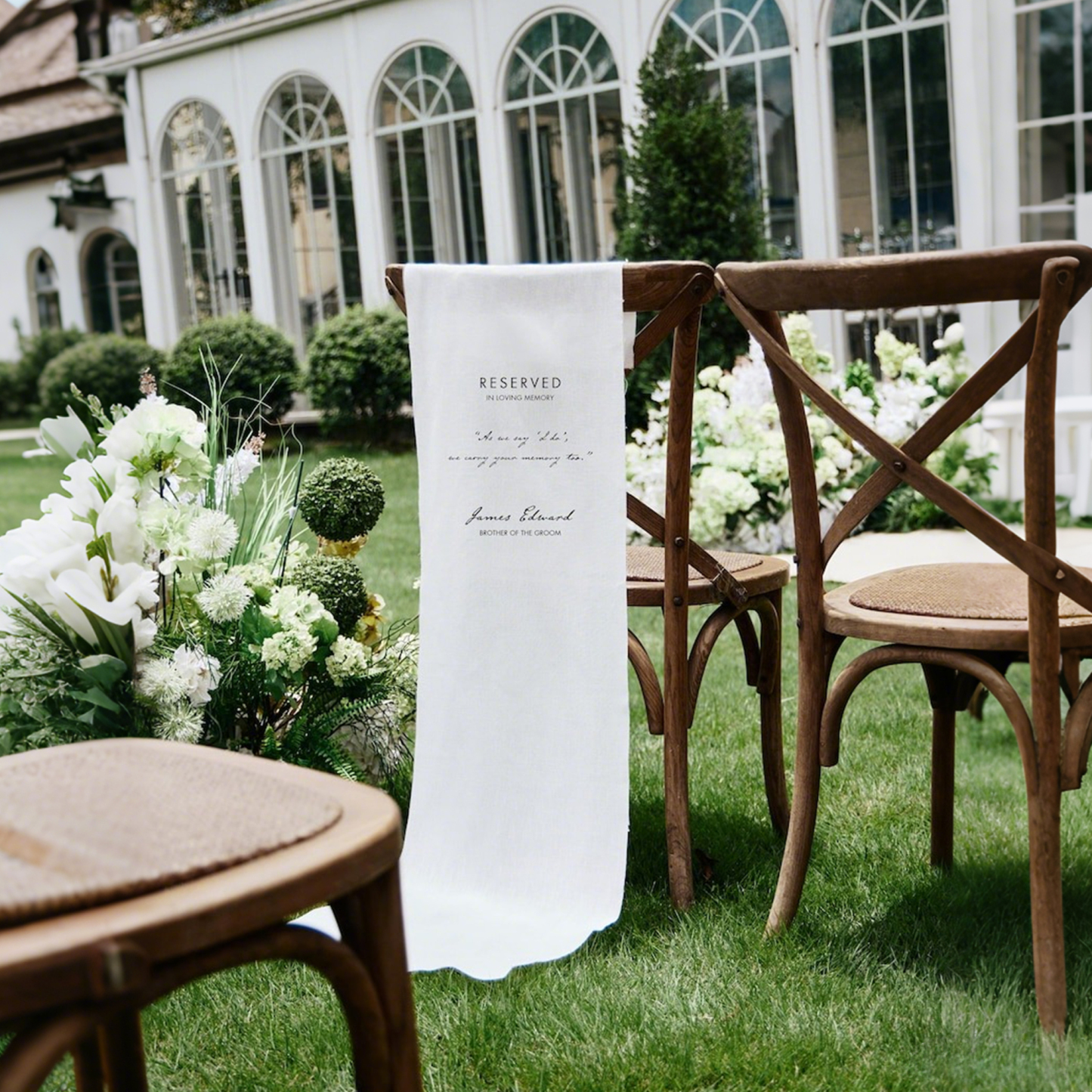 Custom Loving Memory Line Chair Banner, Wedding Sign, Wedding Decor, Remembrance Ceremony Decoration