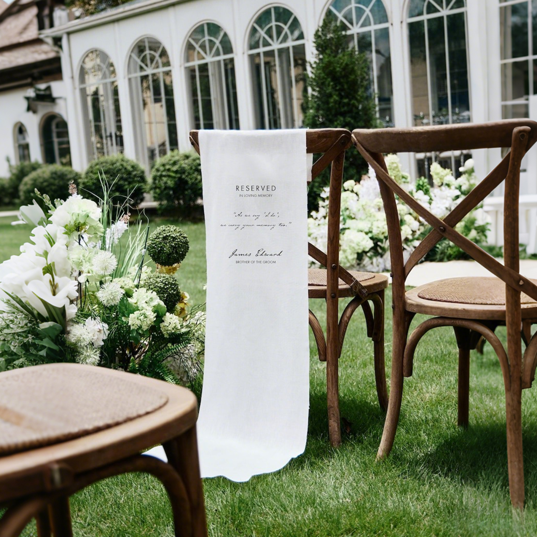 Custom Loving Memory Line Chair Banner, Wedding Sign, Wedding Decor, Remembrance Ceremony Decoration