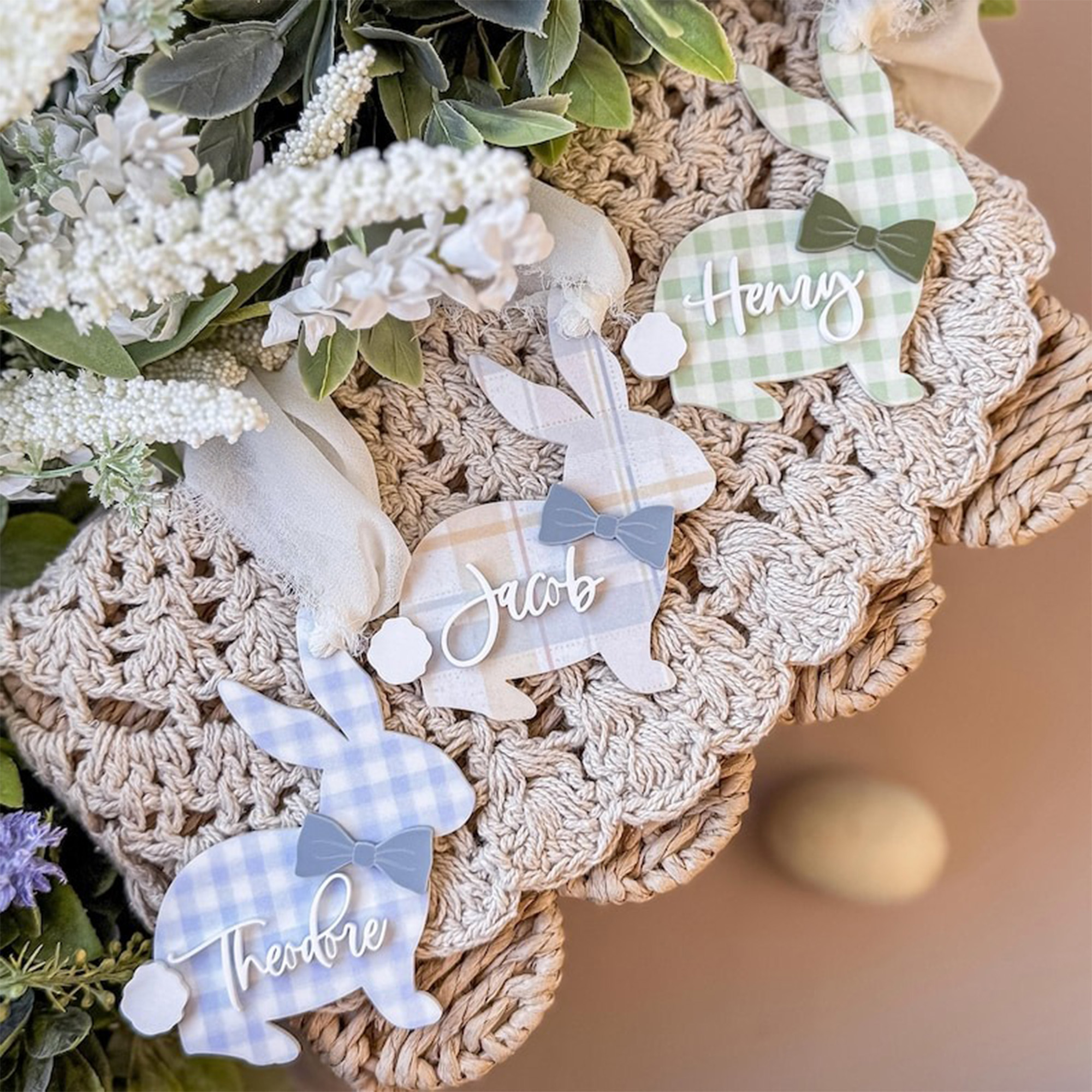 Personalized Name Easter Basket Tag, Bunny Easter Basket Tag, Easter Basket Bows, Easter Decor, Easter Gift, Gift for Kid