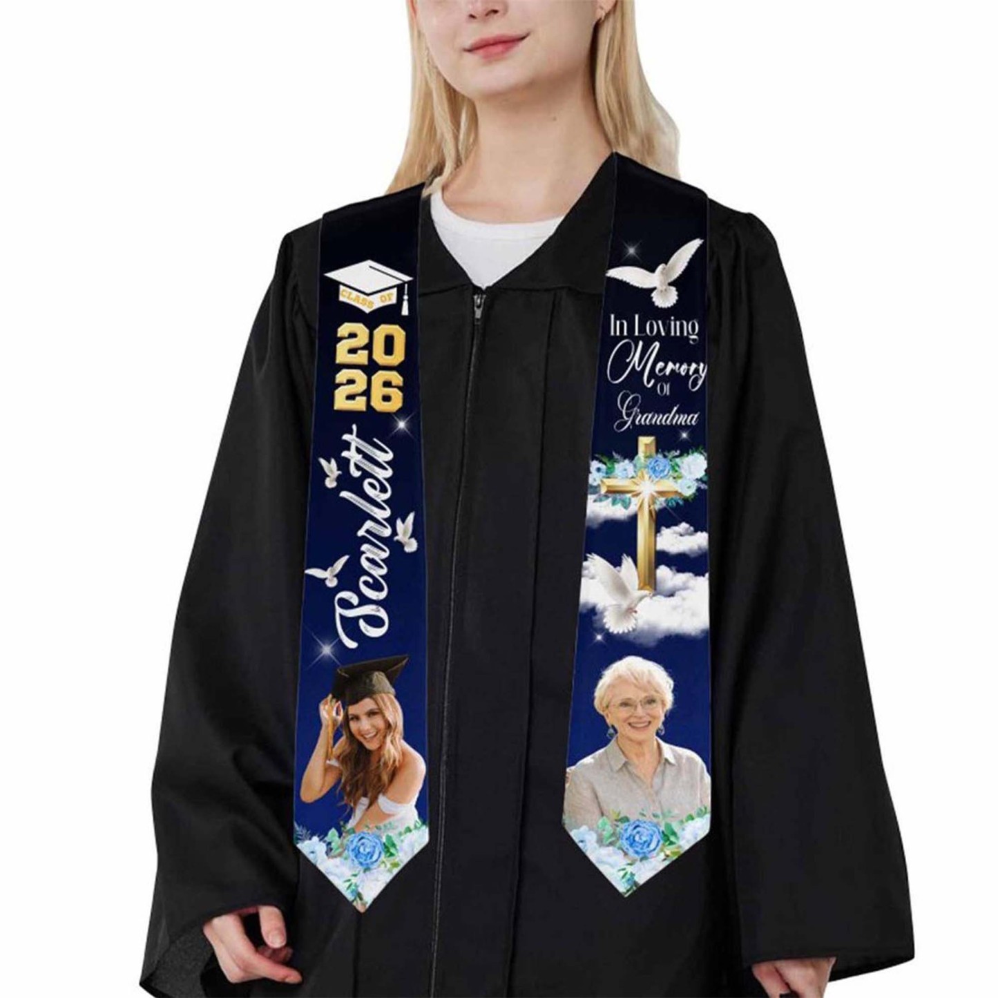Personalized Photo Graduation Stole, Class of 2026, Personalized Sash, Graduation Gift, Gift for Graduates