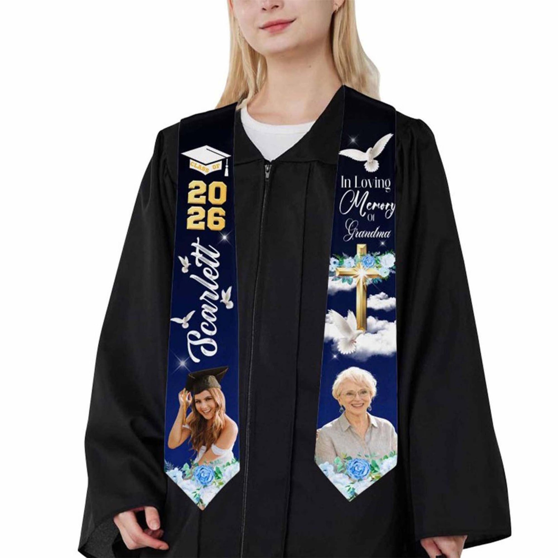 Personalized Photo Graduation Stole, Class of 2026, Personalized Sash, Graduation Gift, Gift for Graduates