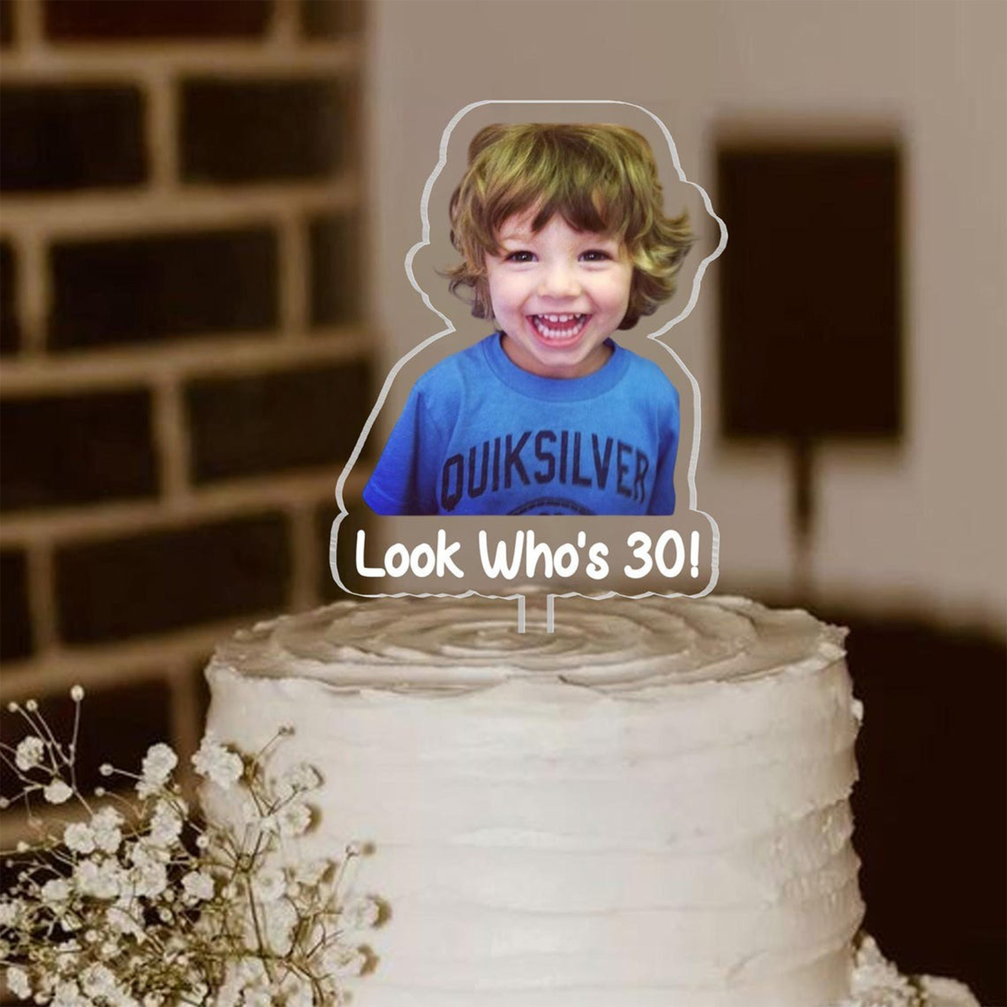 Custom Retro Photo Acrylic Cake Topper, Vintage Cake Topper, Personalized Photo Cake Topper, Birthday Party Favor