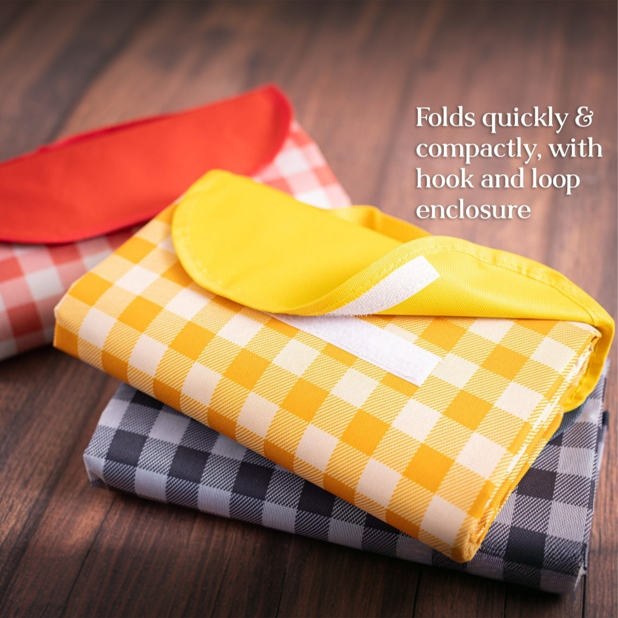 Custom Text Gingham Water-Proof Picnic Blanket, Folds with Handle, Personalized Name Picnic Blanket, Outdoor Camping, Beach Accessory