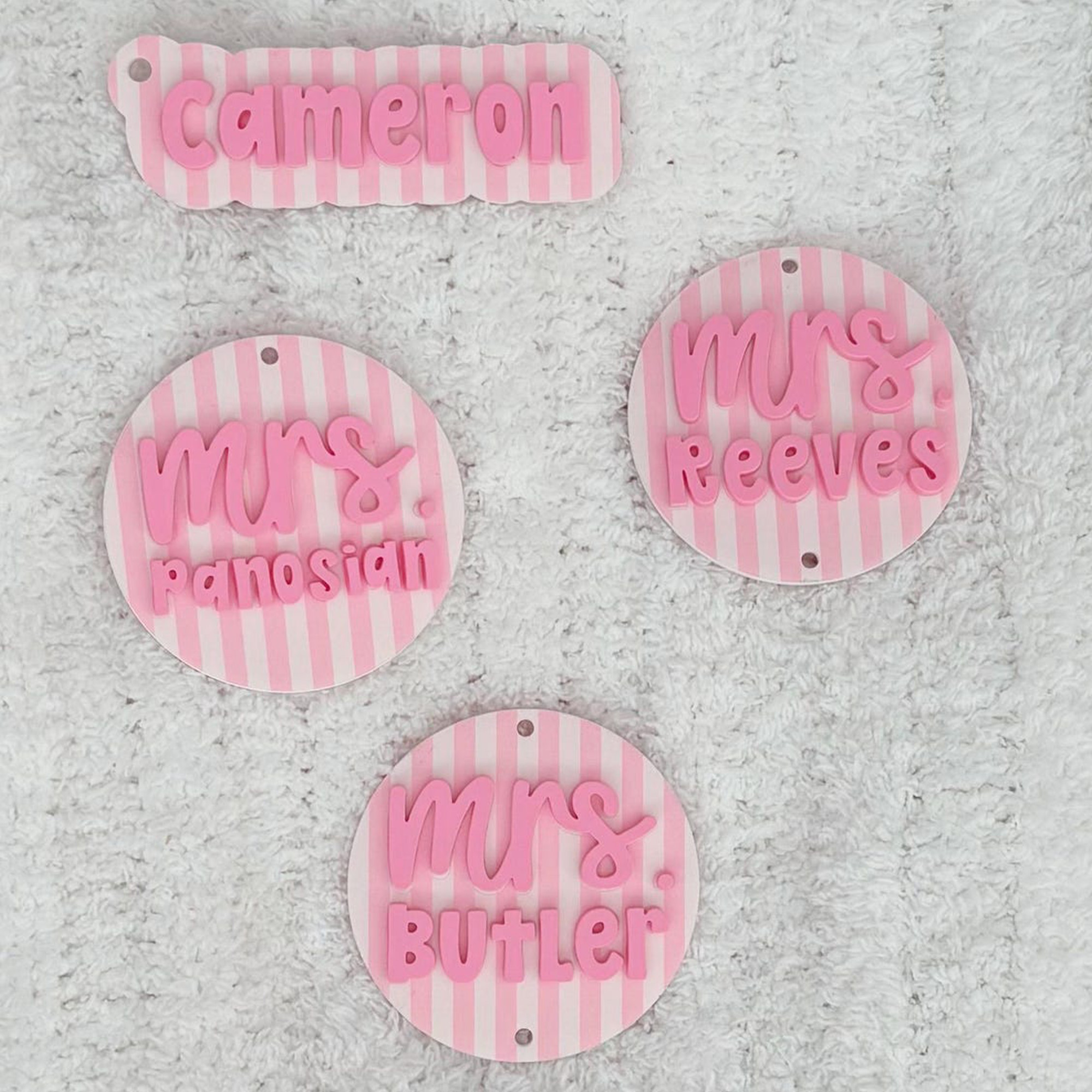 Custom Name ID Badge Holder, Pink Lanyard, Back to School Gift