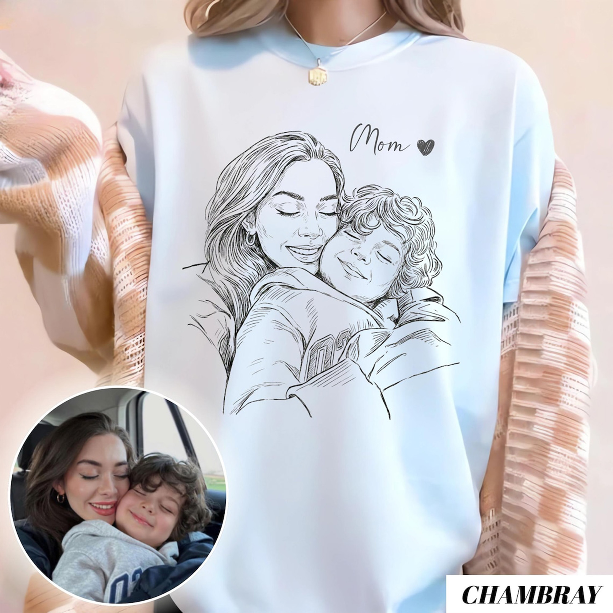 Personalized Portrait Shirt, Gift for Mom, Birthday/Mother's Day Gift