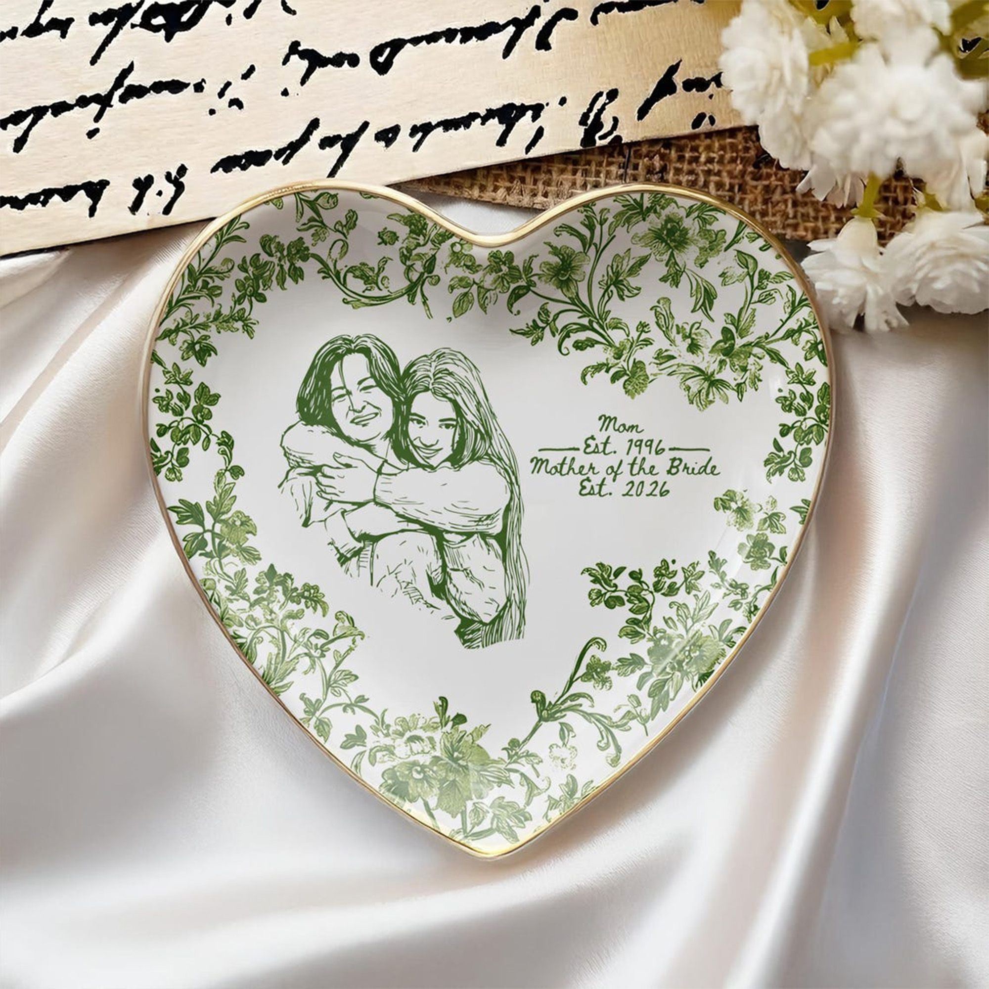 Custom Photo Jewelry Dish, Mother's Day Gift, Personalized Ring Dish, Wedding Gift from Daughter