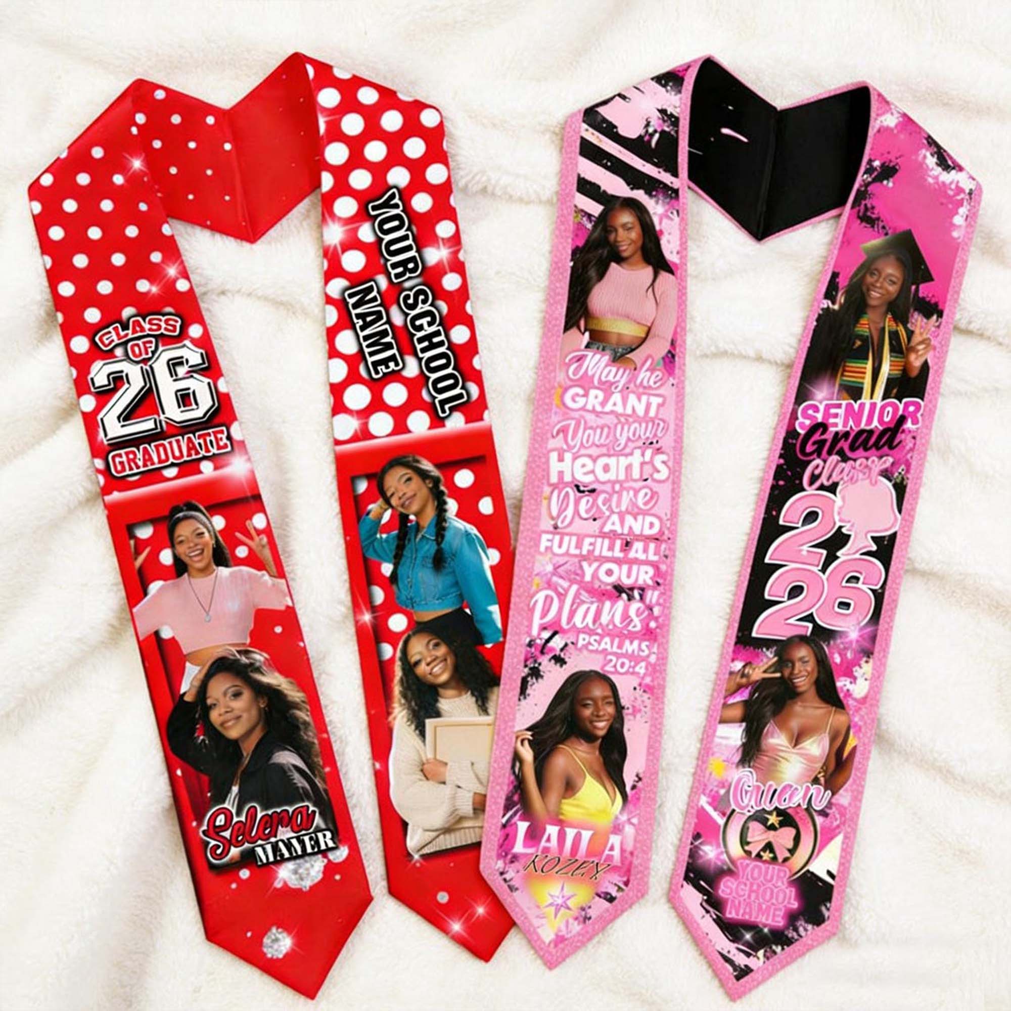 Personalized Photo Graduation Stole, Class of 2026, Personalized Sash, Graduation Gift, Gift for Graduates