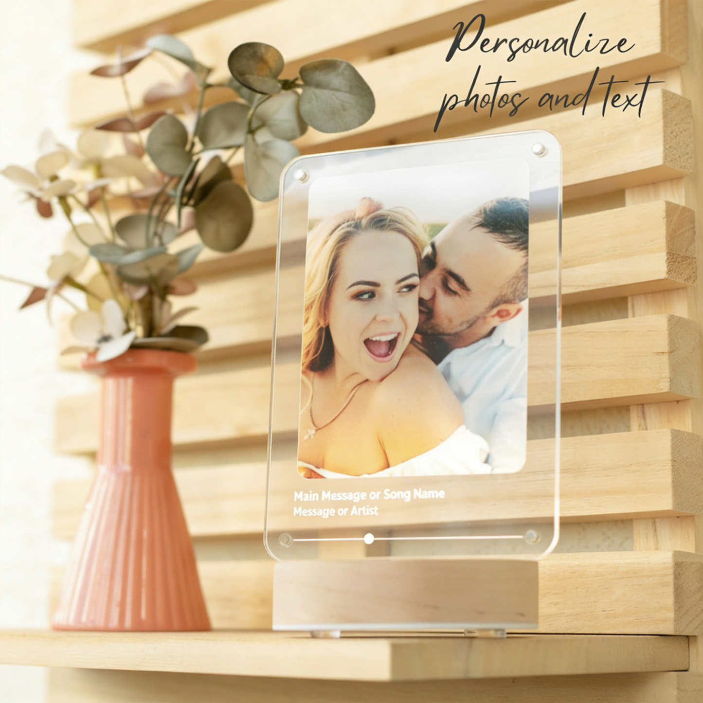 Personalized Music & Photo Led Night Light Plaque, One-Click Play, Home Decor, Anniversary/Birthday/Valentine's Day Gift