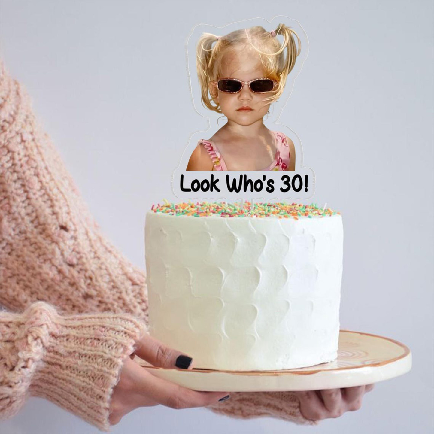 Custom Retro Photo Acrylic Cake Topper, Vintage Cake Topper, Personalized Photo Cake Topper, Birthday Party Favor