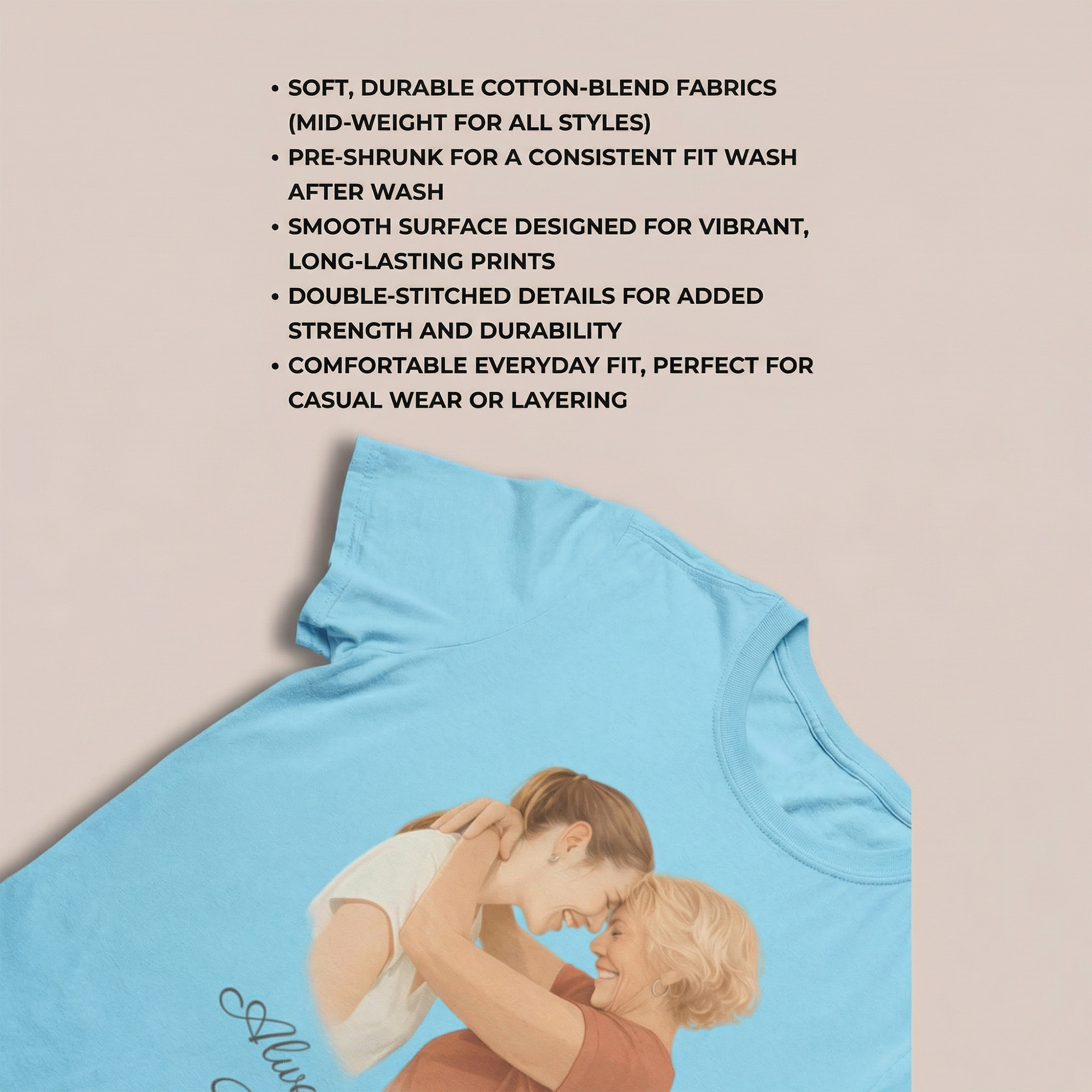 Personalized Photo Portrait Tshirt, Gift for Daughter, Mother's Day Gift, Mama Gift, Family Keepsake