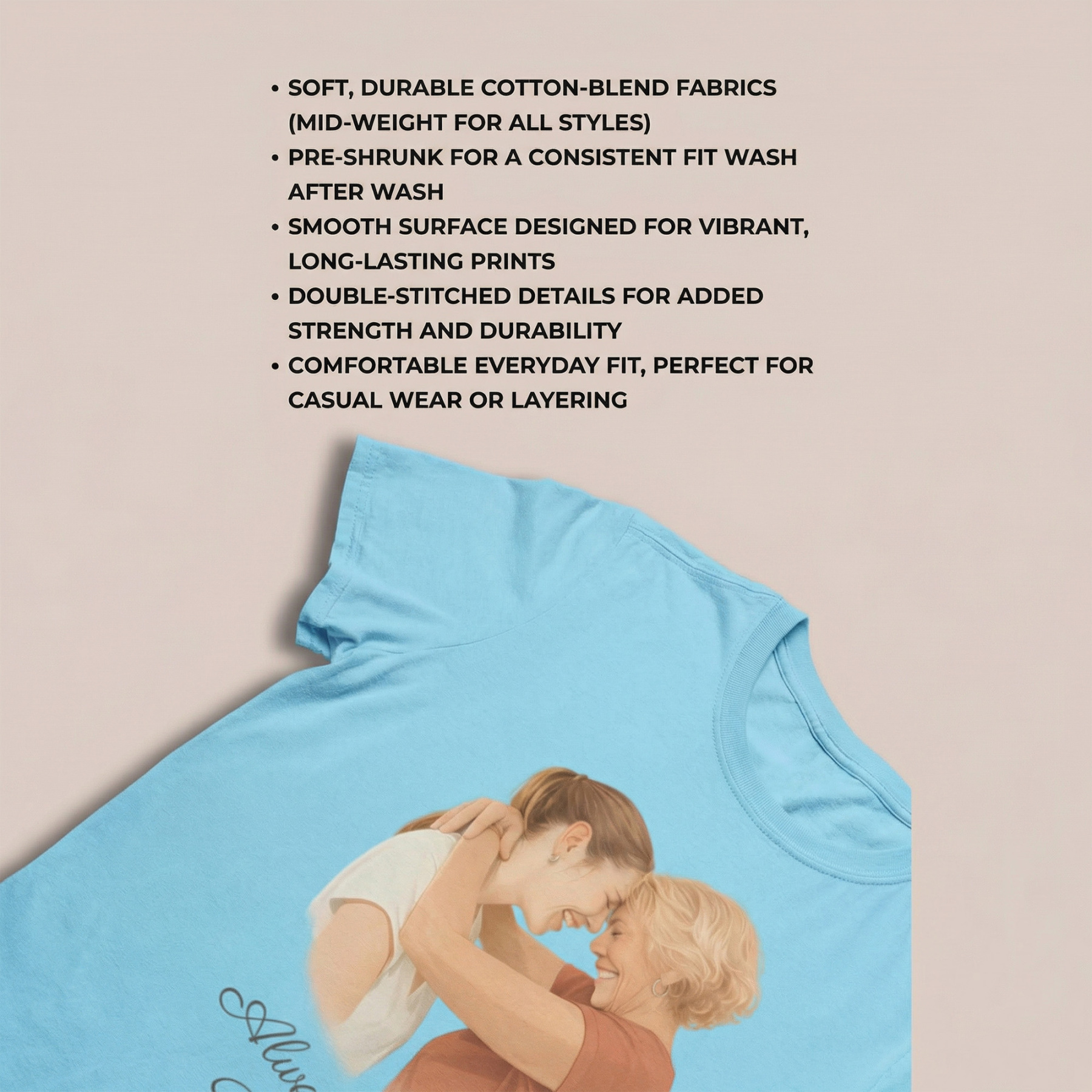 Personalized Photo Portrait Tshirt, Gift for Daughter, Mother's Day Gift, Mama Gift, Family Keepsake