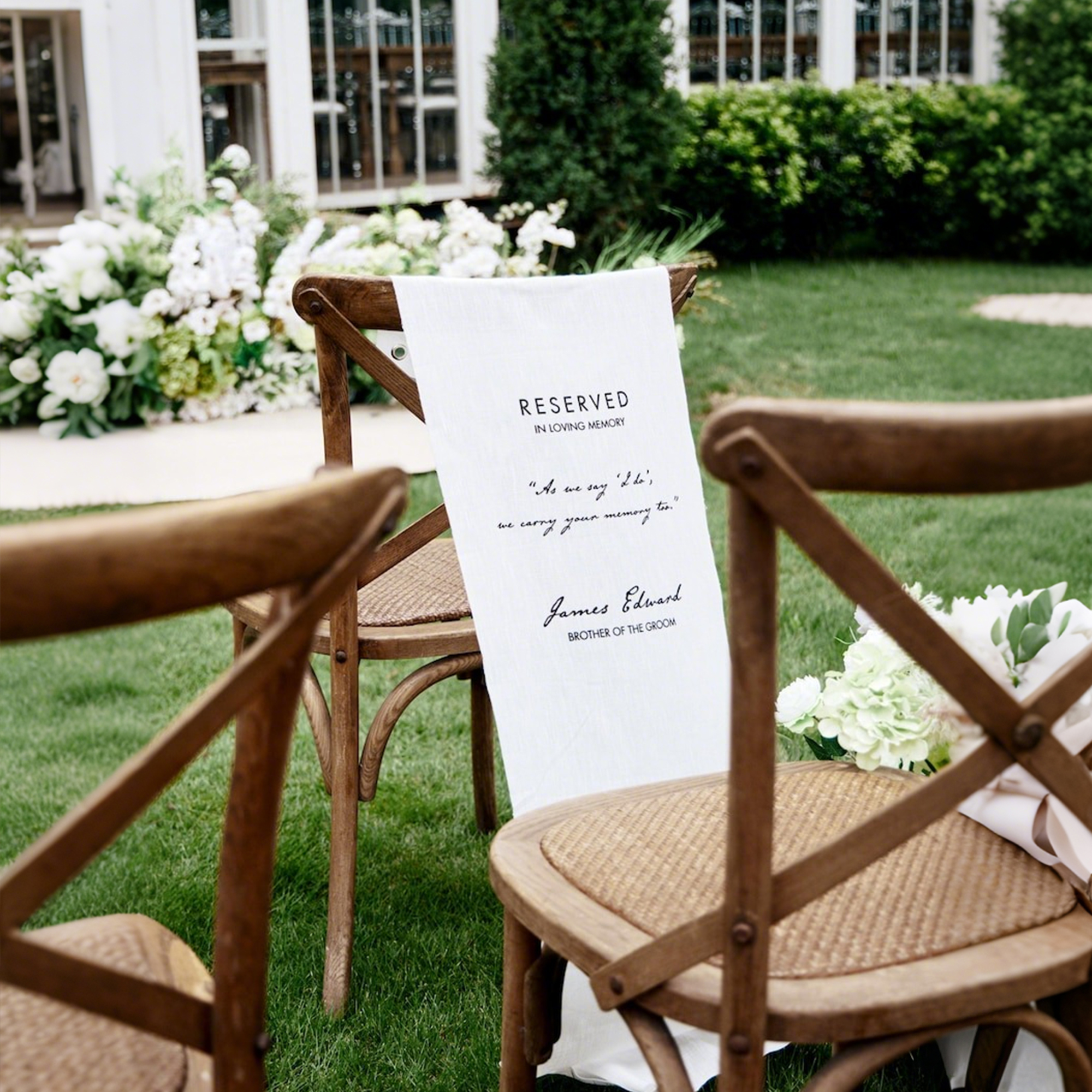 Custom Loving Memory Line Chair Banner, Wedding Sign, Wedding Decor, Remembrance Ceremony Decoration