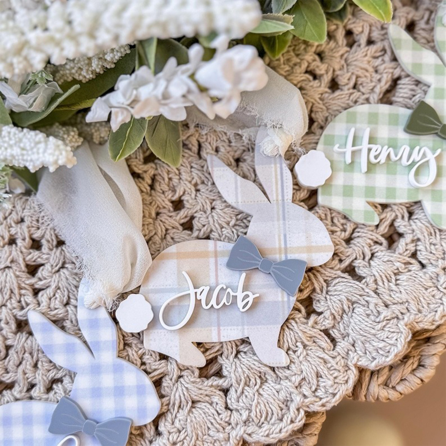 Personalized Name Easter Basket Tag, Bunny Easter Basket Tag, Easter Basket Bows, Easter Decor, Easter Gift, Gift for Kid