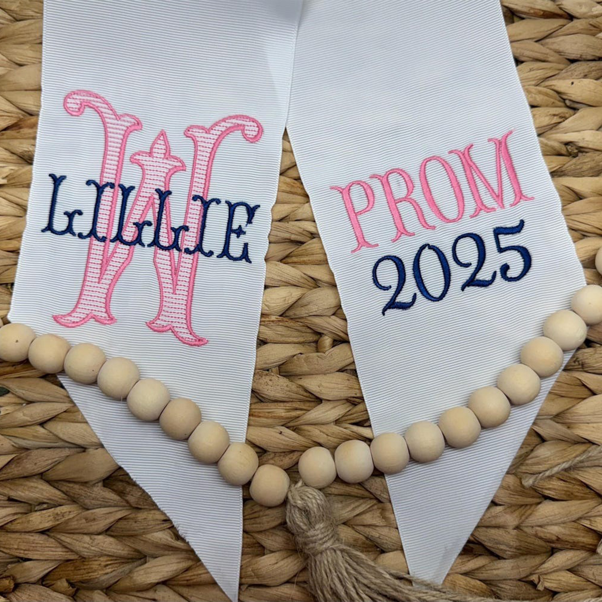 Personalized Embroidered Satin Bouquet Sash, Graduation Gift, Class of 2026