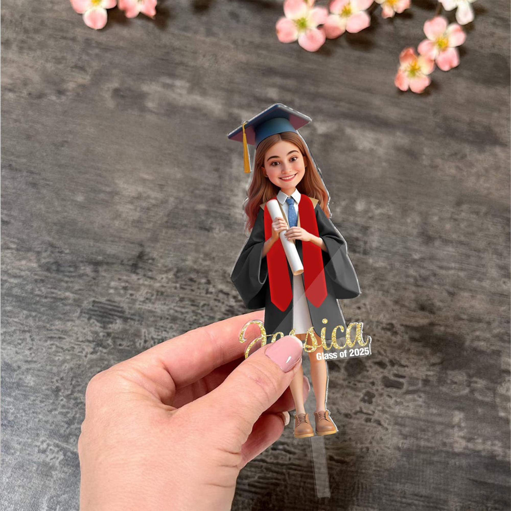 Personalized Face Graduation Cake Topper/Tray, Class of 2026, Gift for Graduate, Graduation Gift
