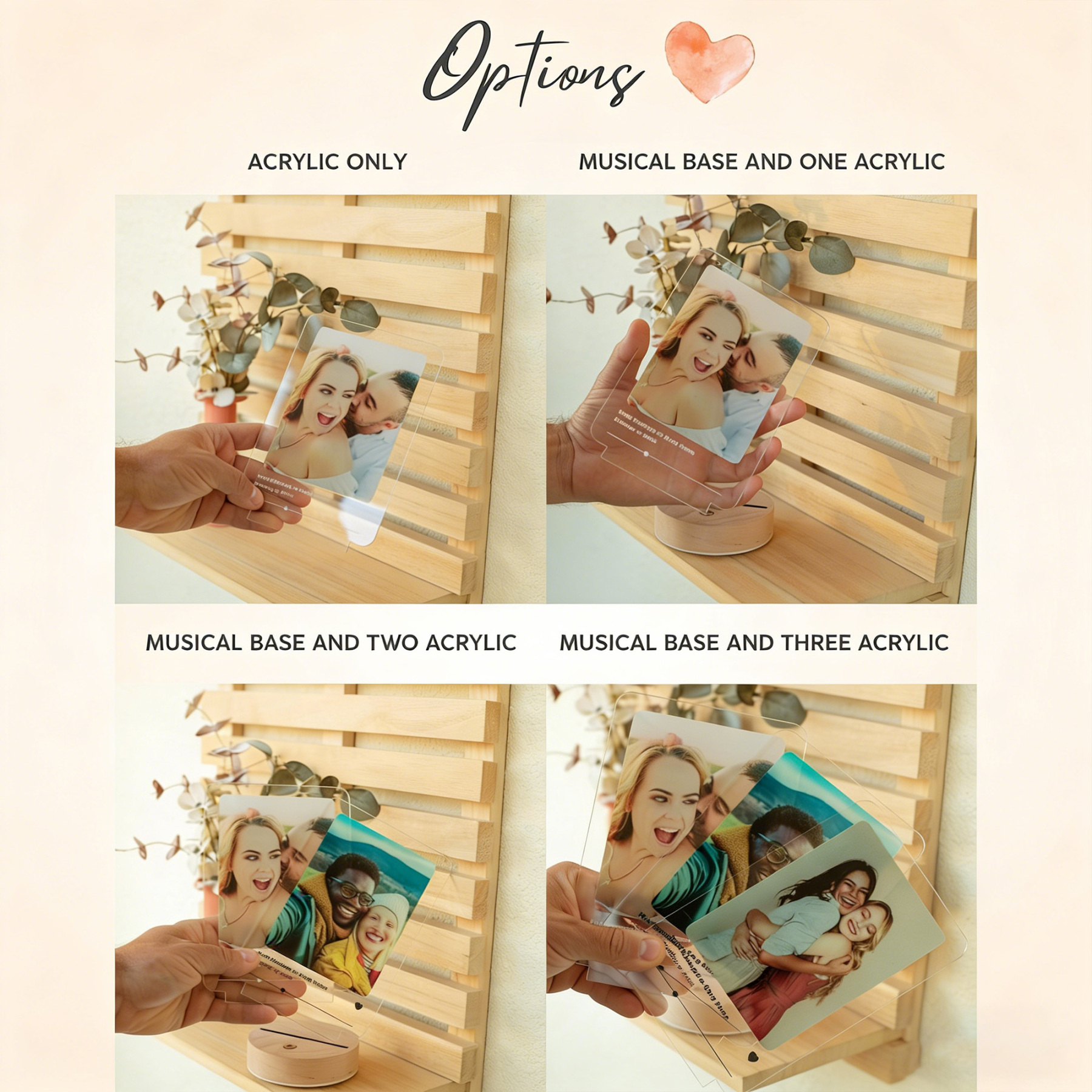 Personalized Music & Photo Led Night Light Plaque, One-Click Play, Home Decor, Anniversary/Birthday/Valentine's Day Gift