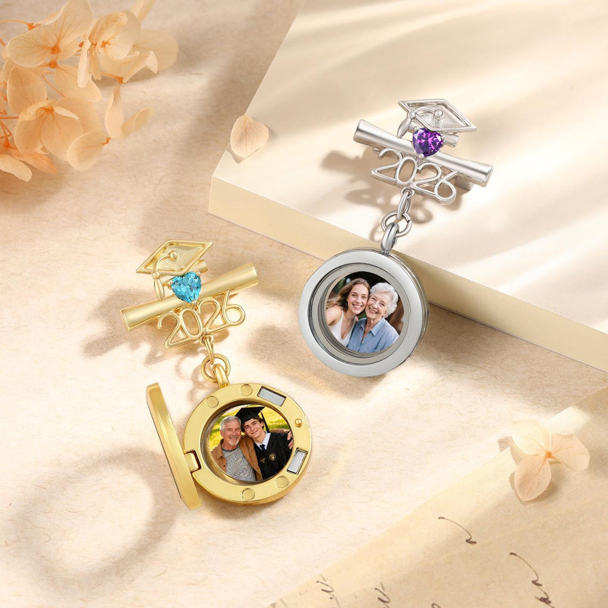 Custom Photo Memorial Brooch, Graduation Pin 2026, Graduation Gift, Walking with You Today and Always, Remembering Loved Ones Gift