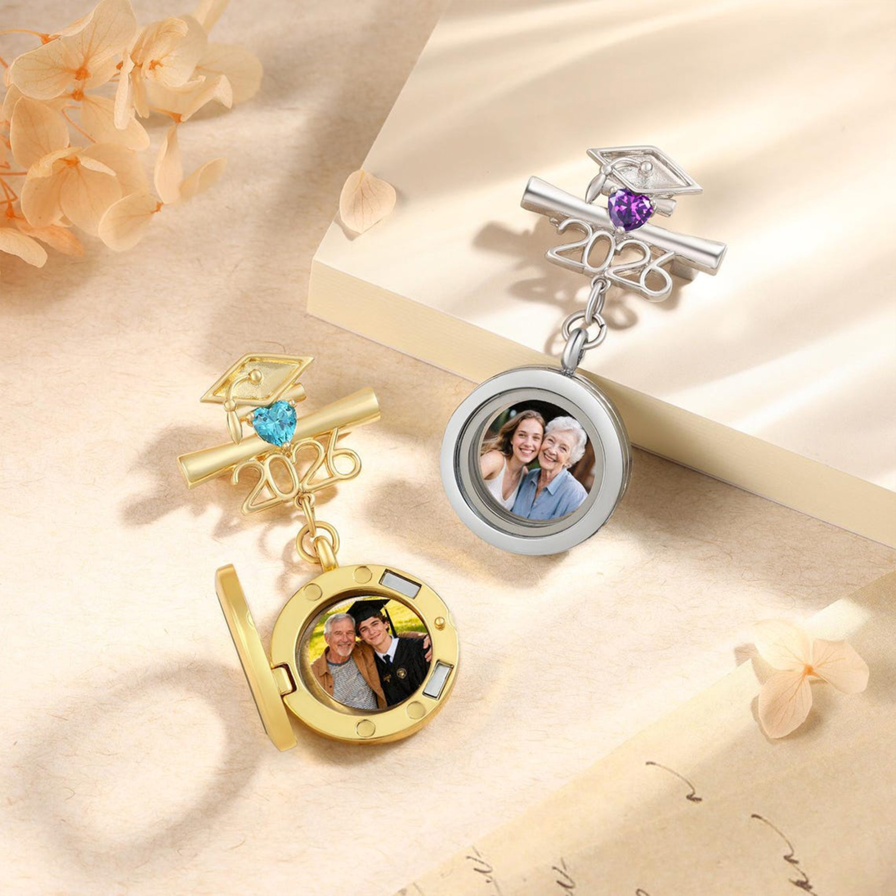 Custom Photo Memorial Brooch, Graduation Pin 2026, Graduation Gift, Walking with You Today and Always, Remembering Loved Ones Gift