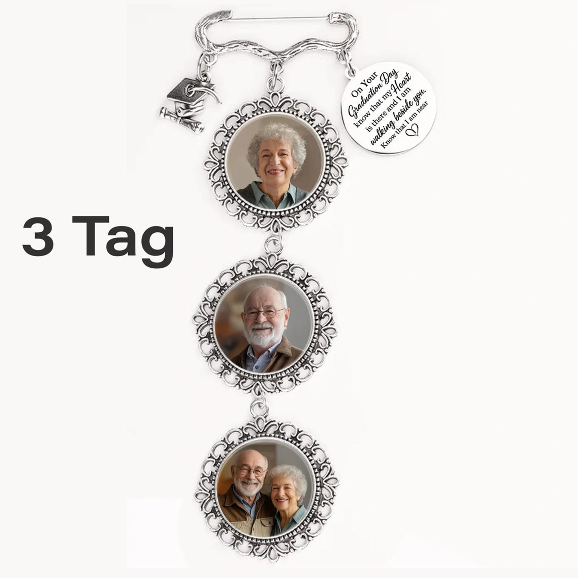 Custom Photo Graduation Memorial Pin with Text, Personalized Photo Pin, Memorial Keepsake