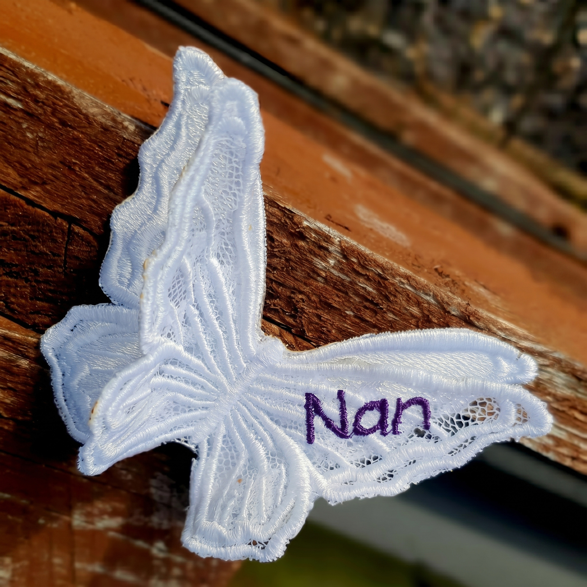 Personalized Embroidered Text Butterfly Patch, Sew-On Applique Butterflies, Elegant Keepsake, Something Blue, Wedding Gift