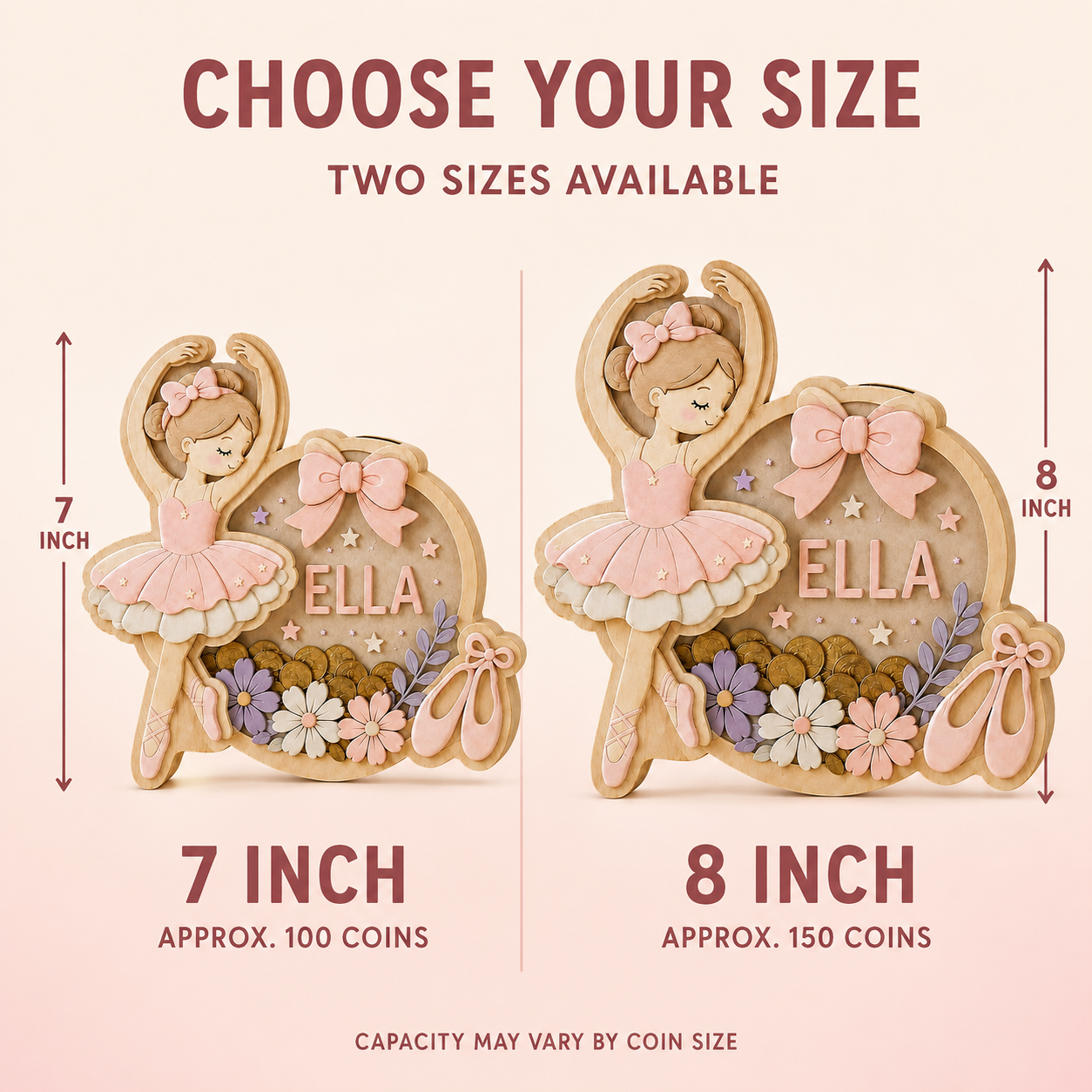 Personalized Name Ballerina Ballet Piggy Bank for Kids