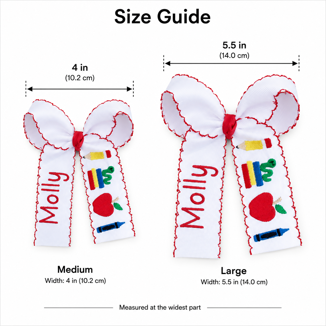 Personalized Embroidered School Hair Bow with Name Back to School Gift for Girls