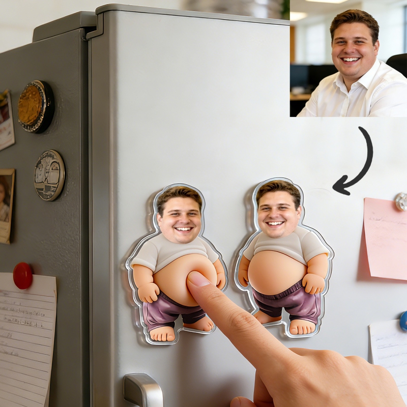 Personalized Face Squishy Belly Acrylic Fridge Magnet, Anti-collision Custom Photo Fridge Magnet, Fridge Decor, Funny Gift for Couple