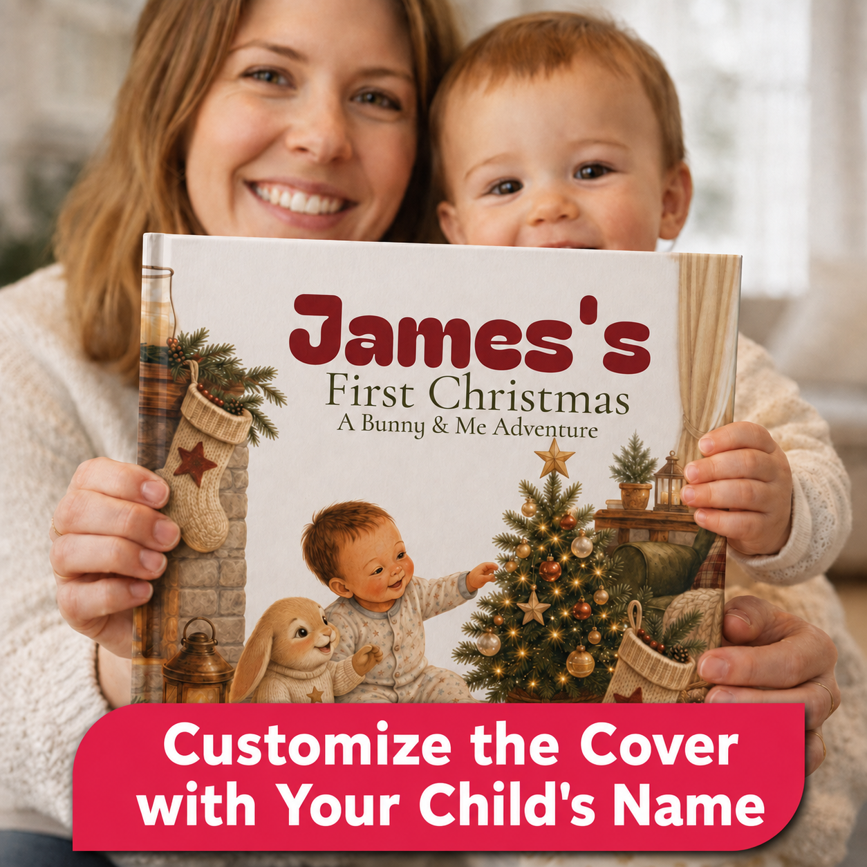 Personalized Baby's First Christmas Book with Name and Photos Holiday Keepsake Gift for New Baby