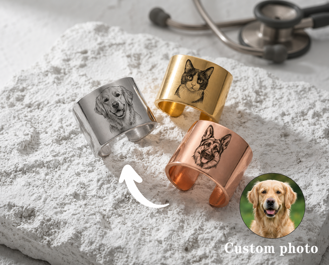 Custom Pet Photo Stethoscope ID Charm