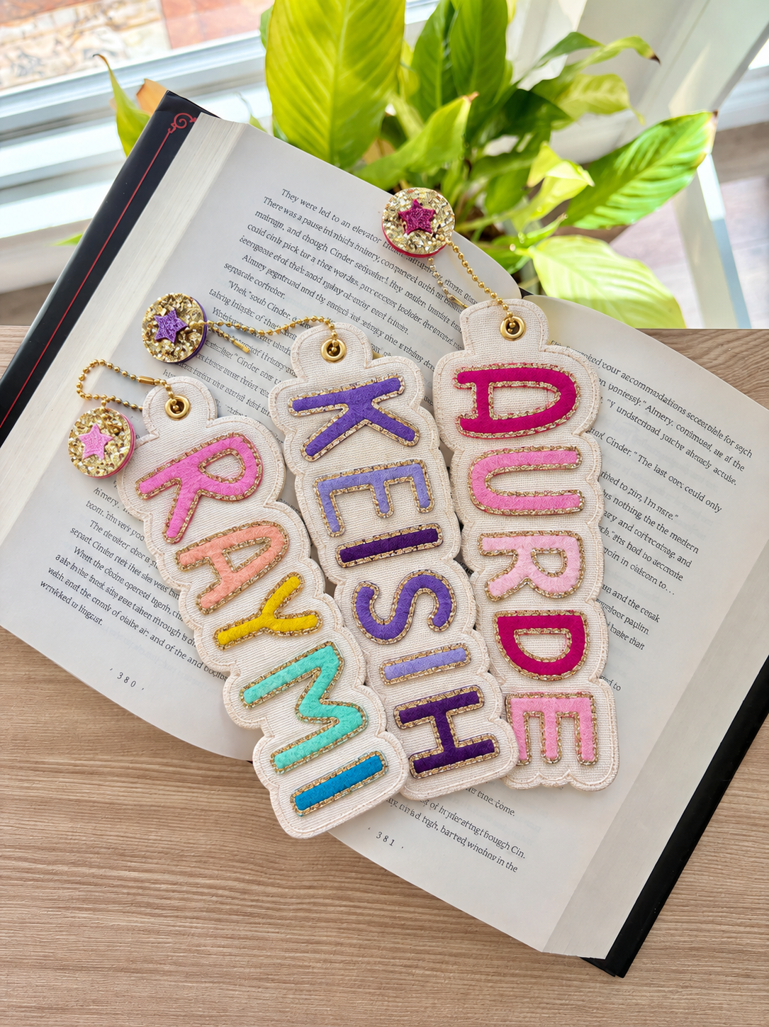 Personalized Sparkly Felt Name Bookmark with Color Choice for Readers